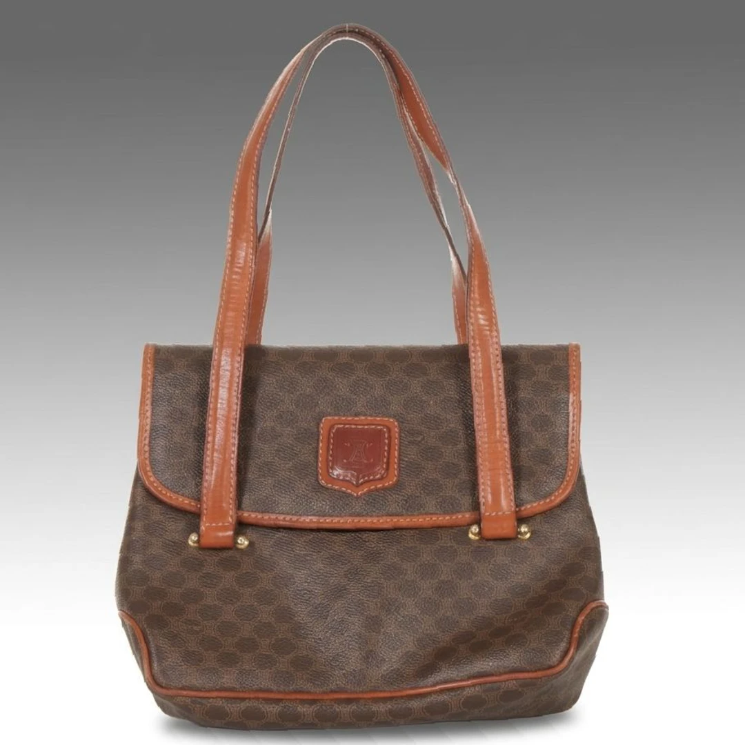 Celine Handbag in Macadam Canvas and Leather
