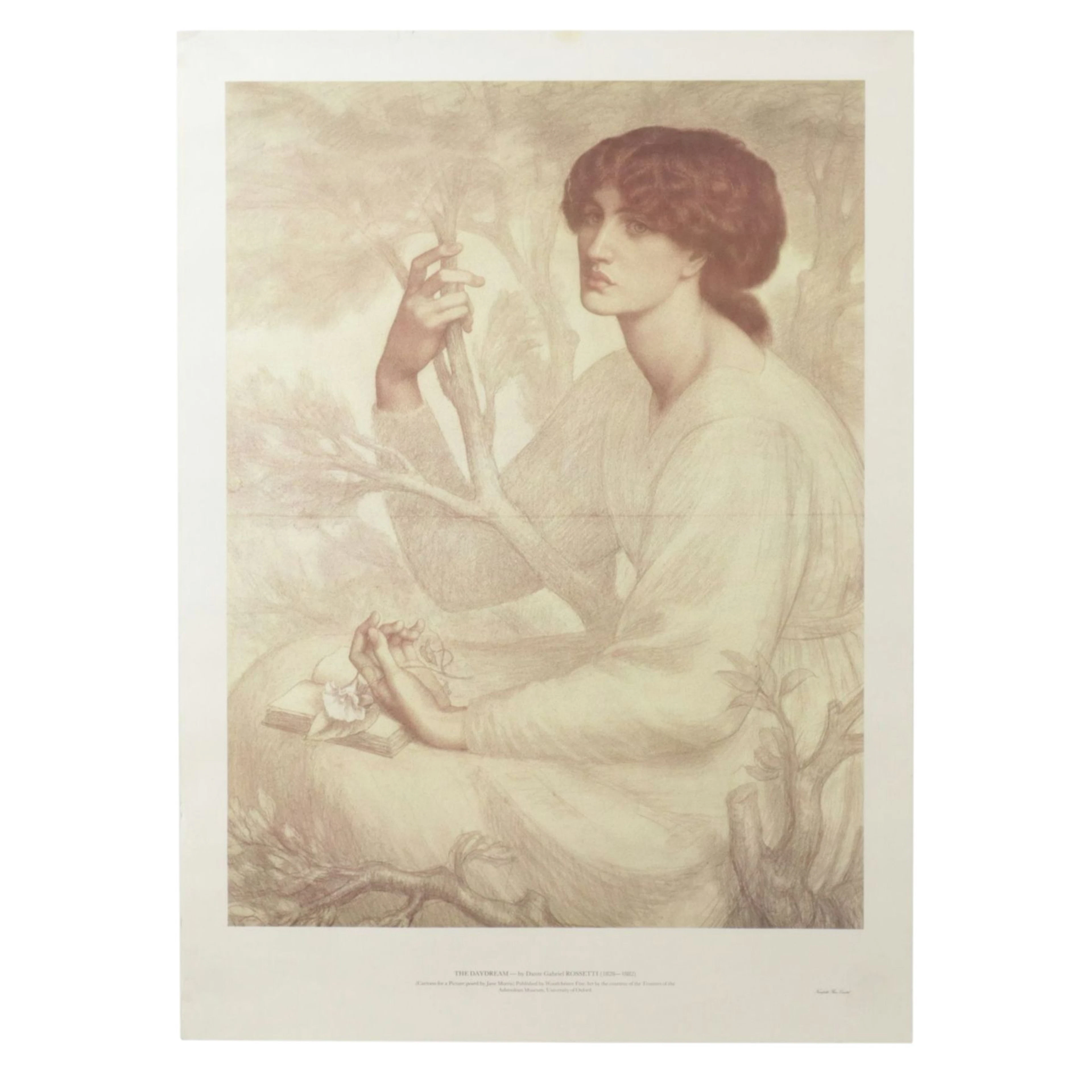 Offset Lithograph Poster After Dante Gabriel Rossetti "The Daydream"
