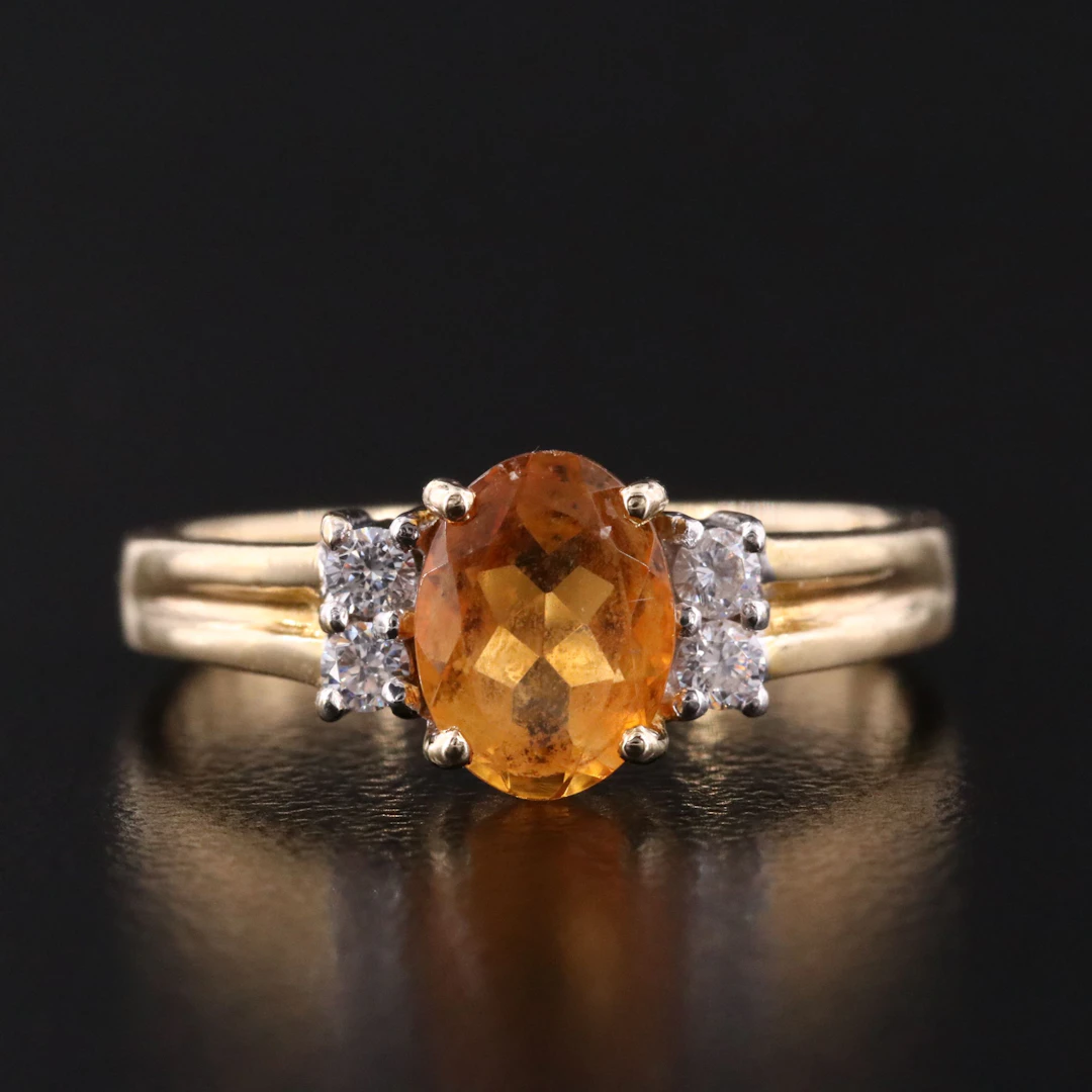 14K Citrine and CZ Ring
