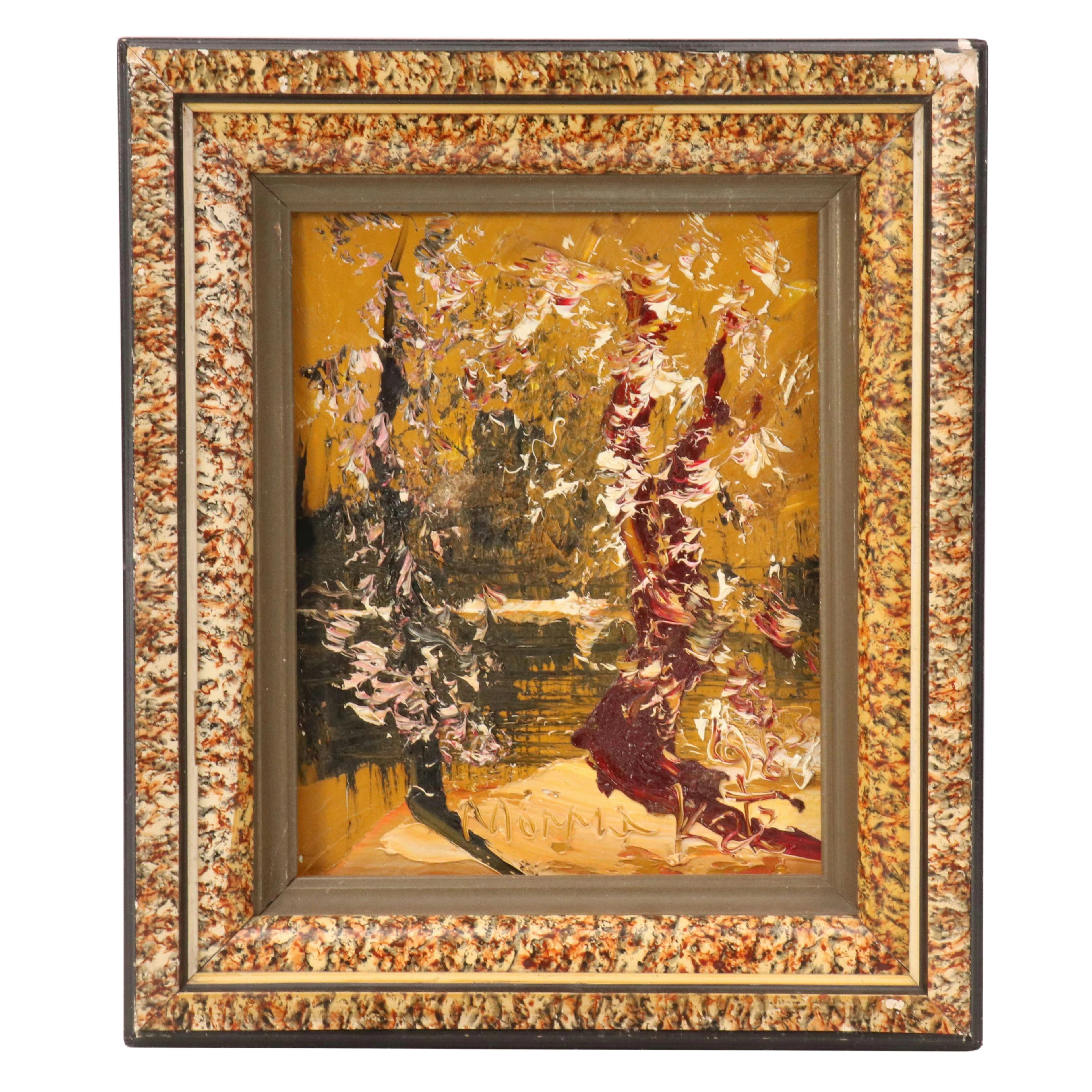 Morris Katz Abstract Impasto Oil Painting, 1996
