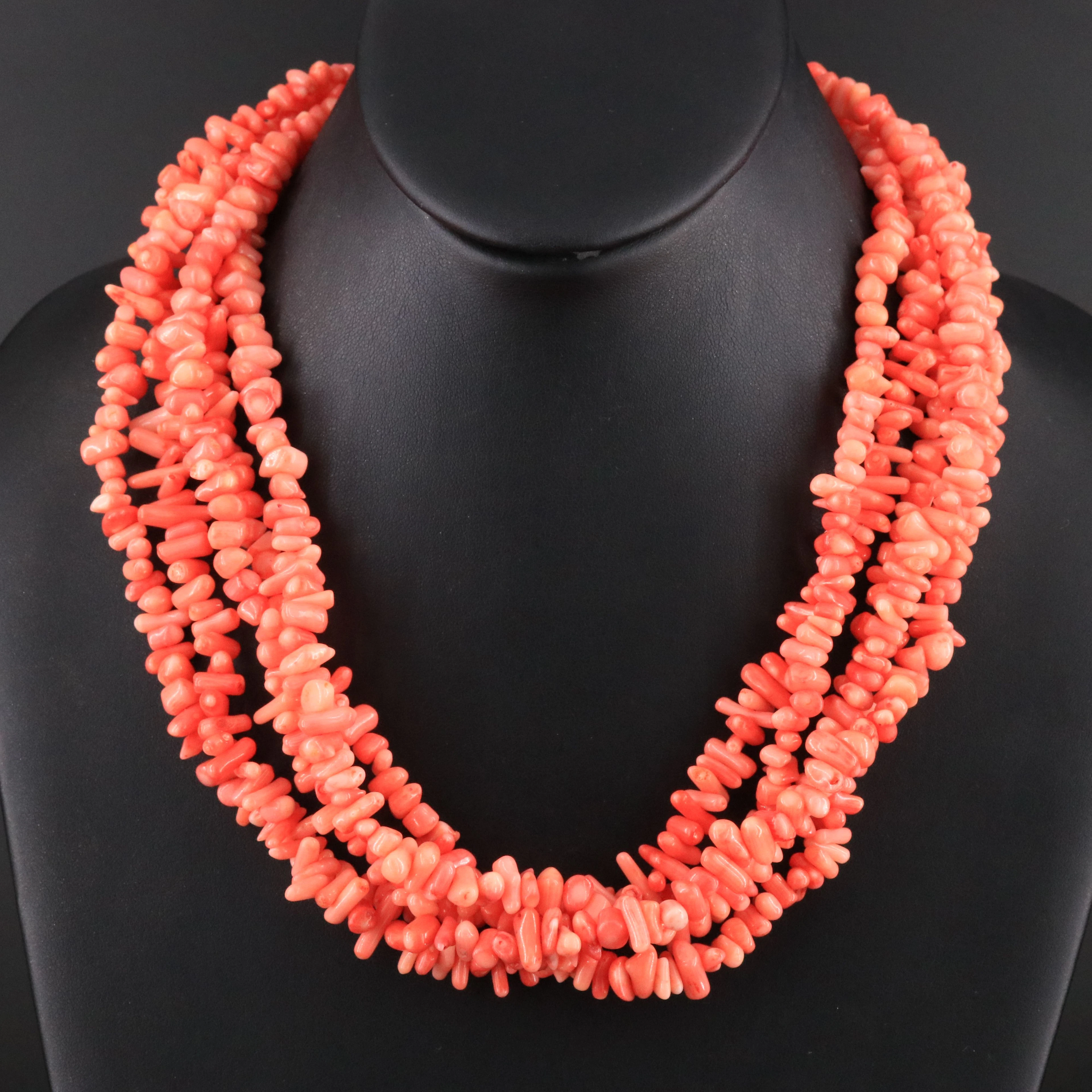 Torsade with Sterling Coral Clasp