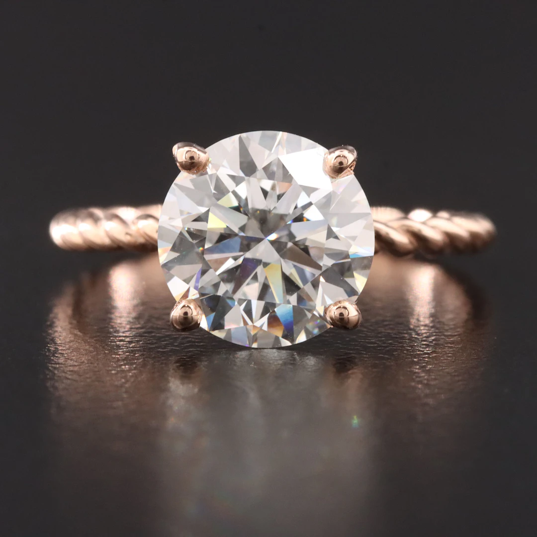 14K Rose Gold 3.03 CT Lab Grown Diamond Solitaire Ring with IGI Report
