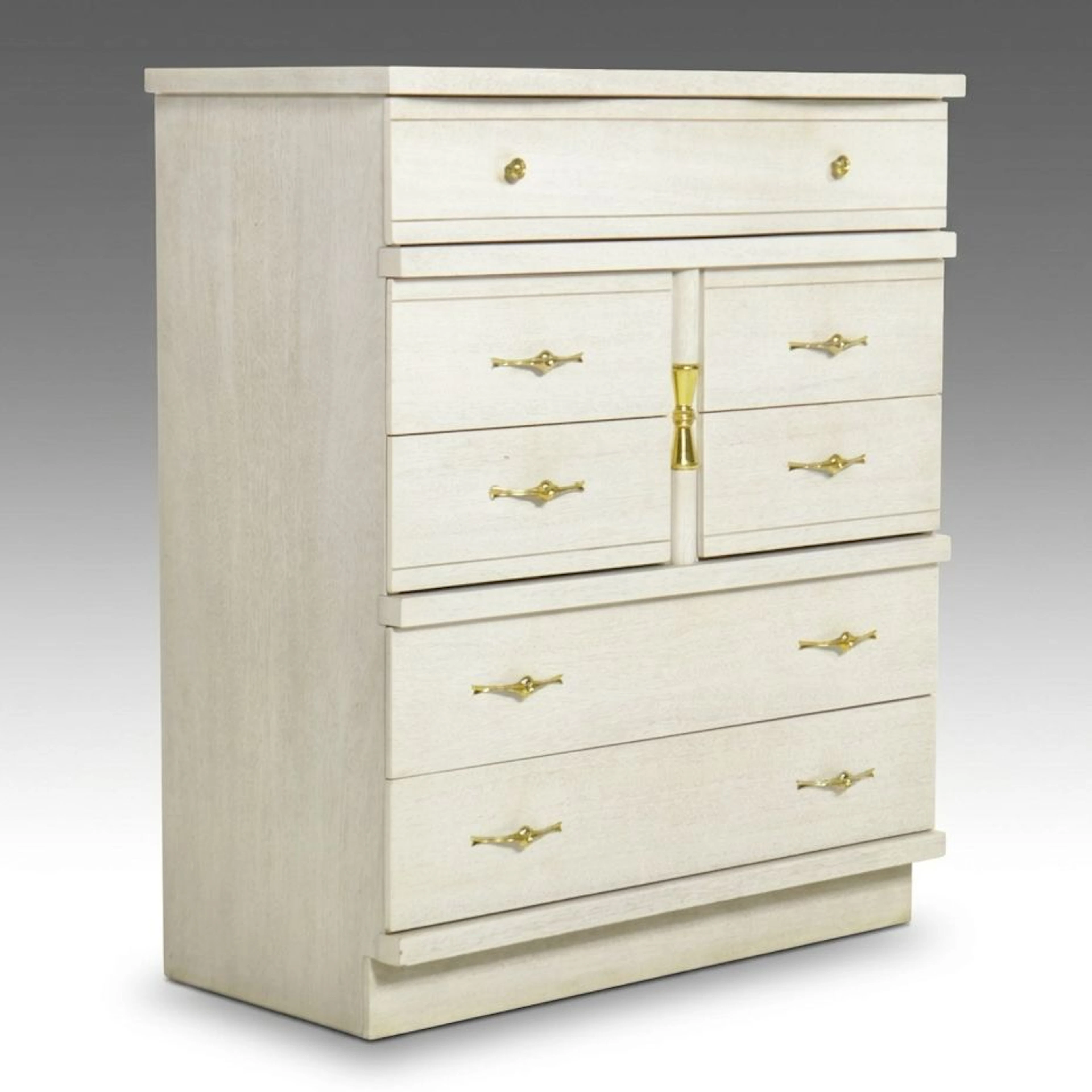 Hollywood Regency Style Chest of Drawers with Weathered Wood Finish