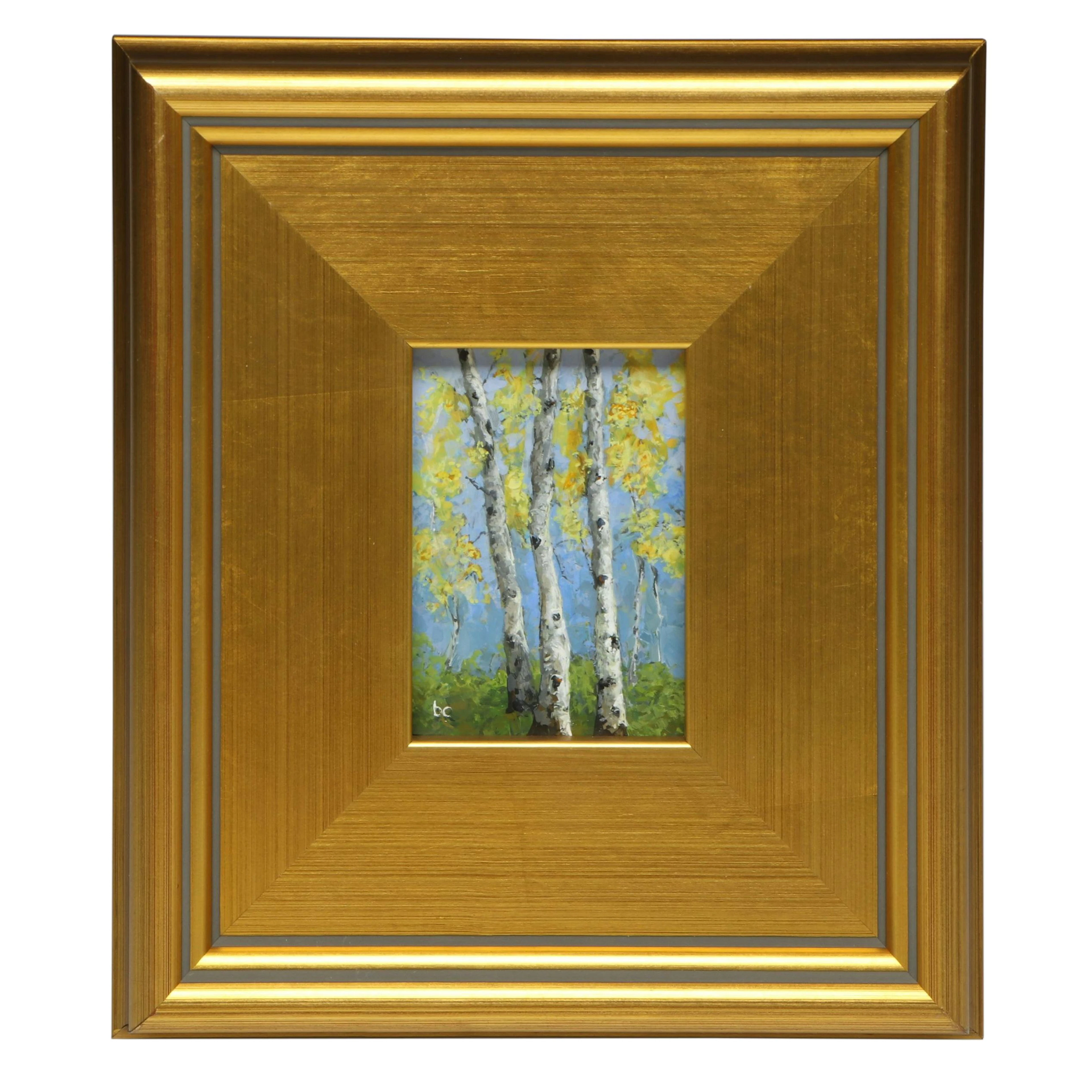 Beth Capogrossi Stylized Oil Painting of Birch Trees, 21st Century