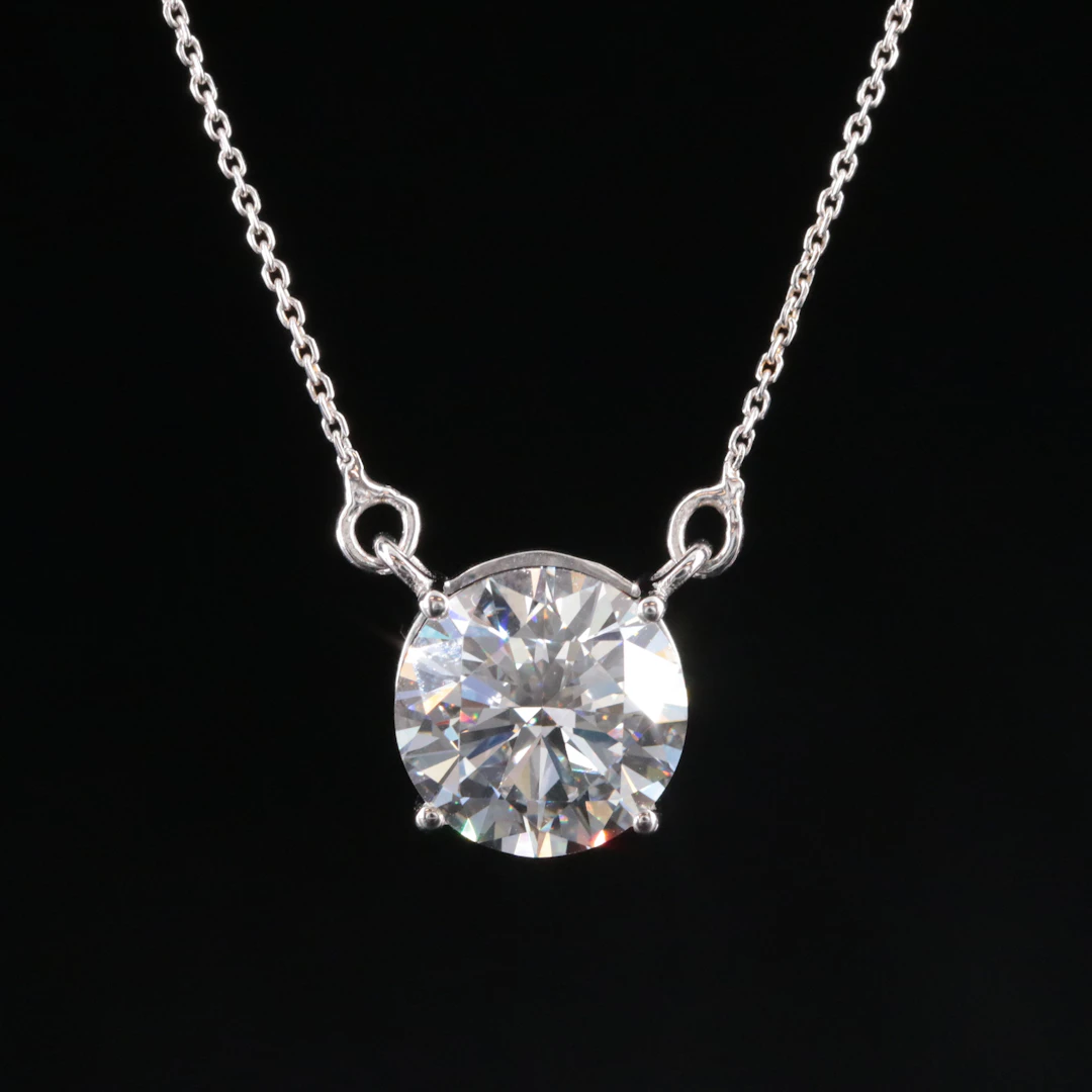 14K 3.00 CT Lab Grown Diamond Solitaire Necklace with IGI Report