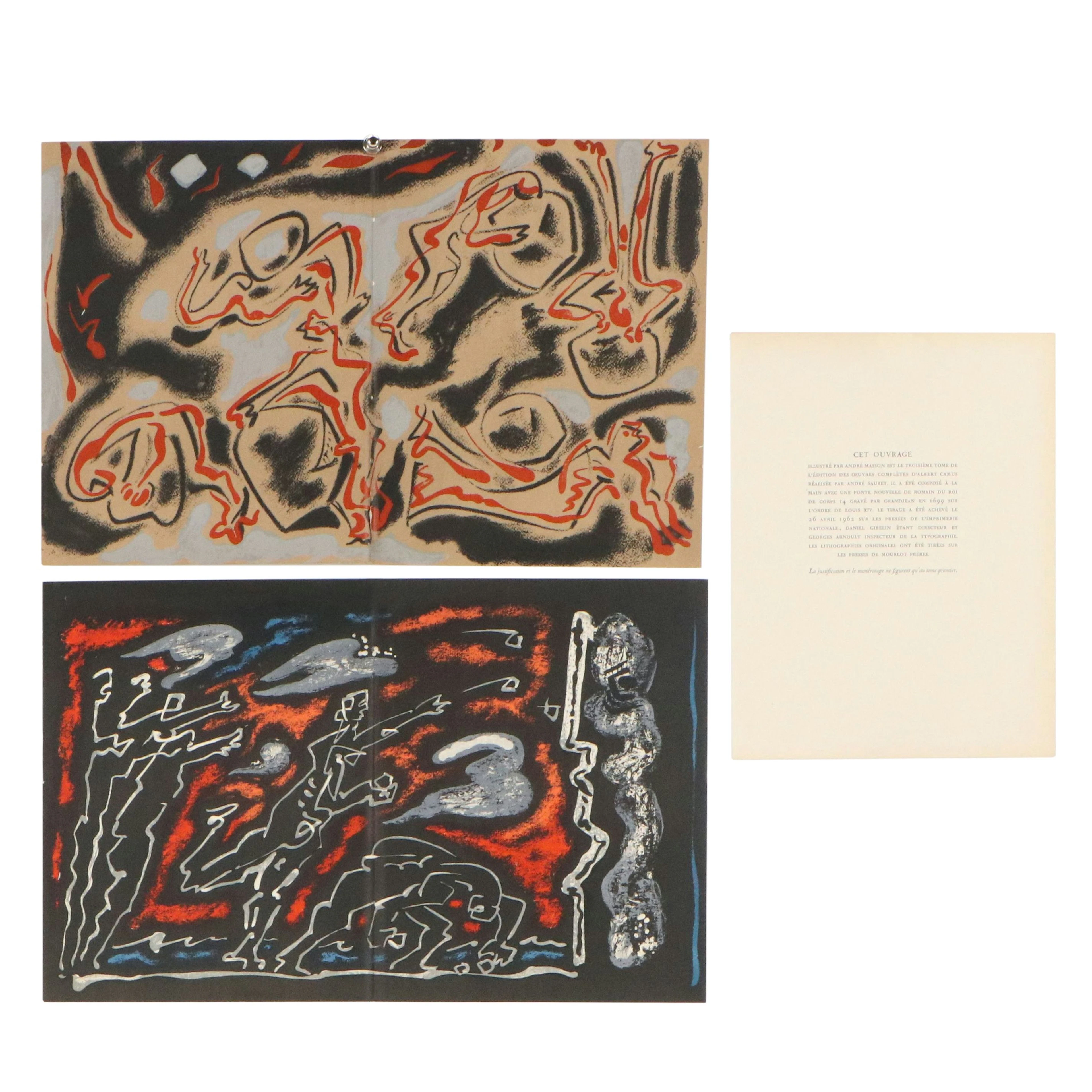 Abstract Color Lithographs After André Masson, 1962