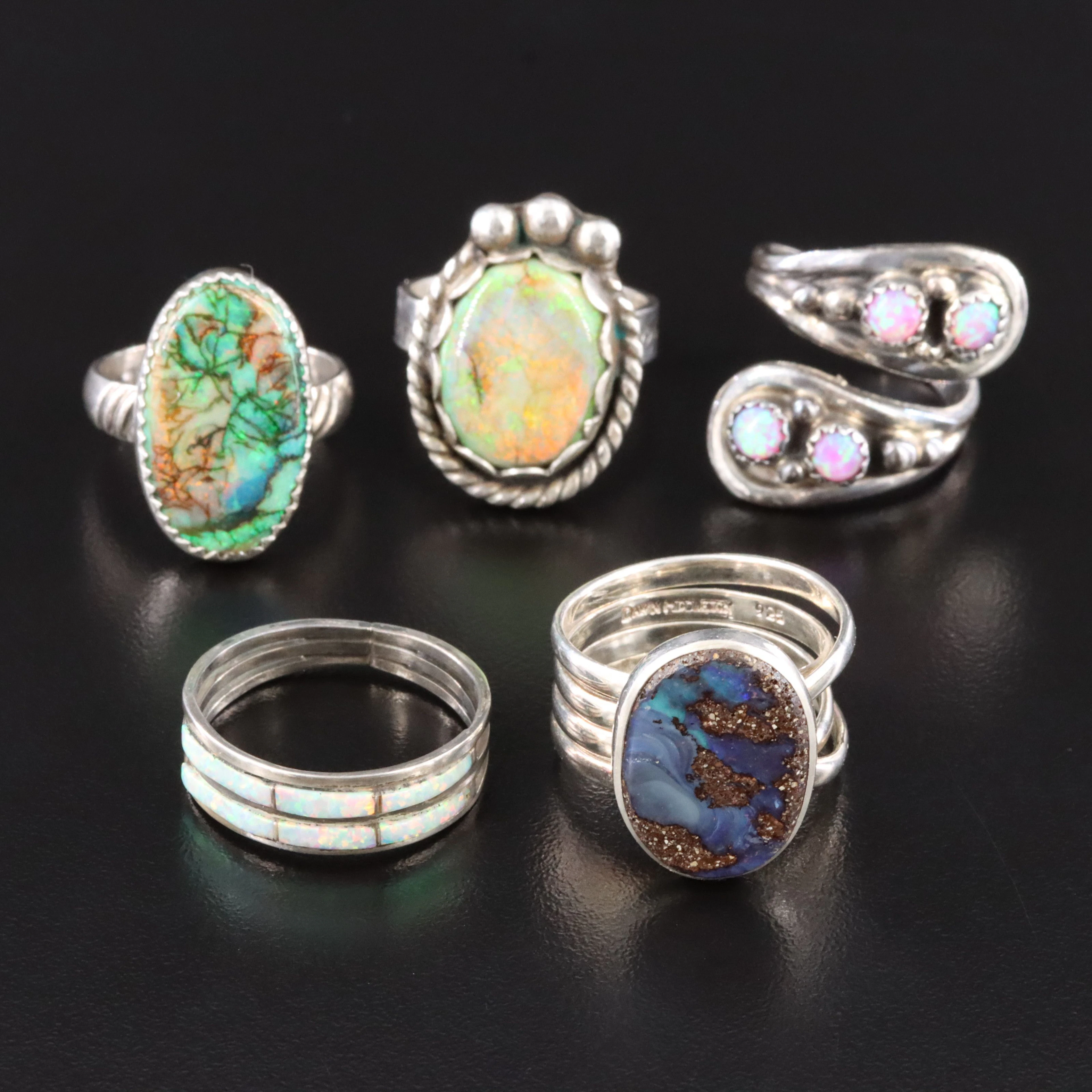 Sterling Opal Ring Collection with 999 Silver Accents