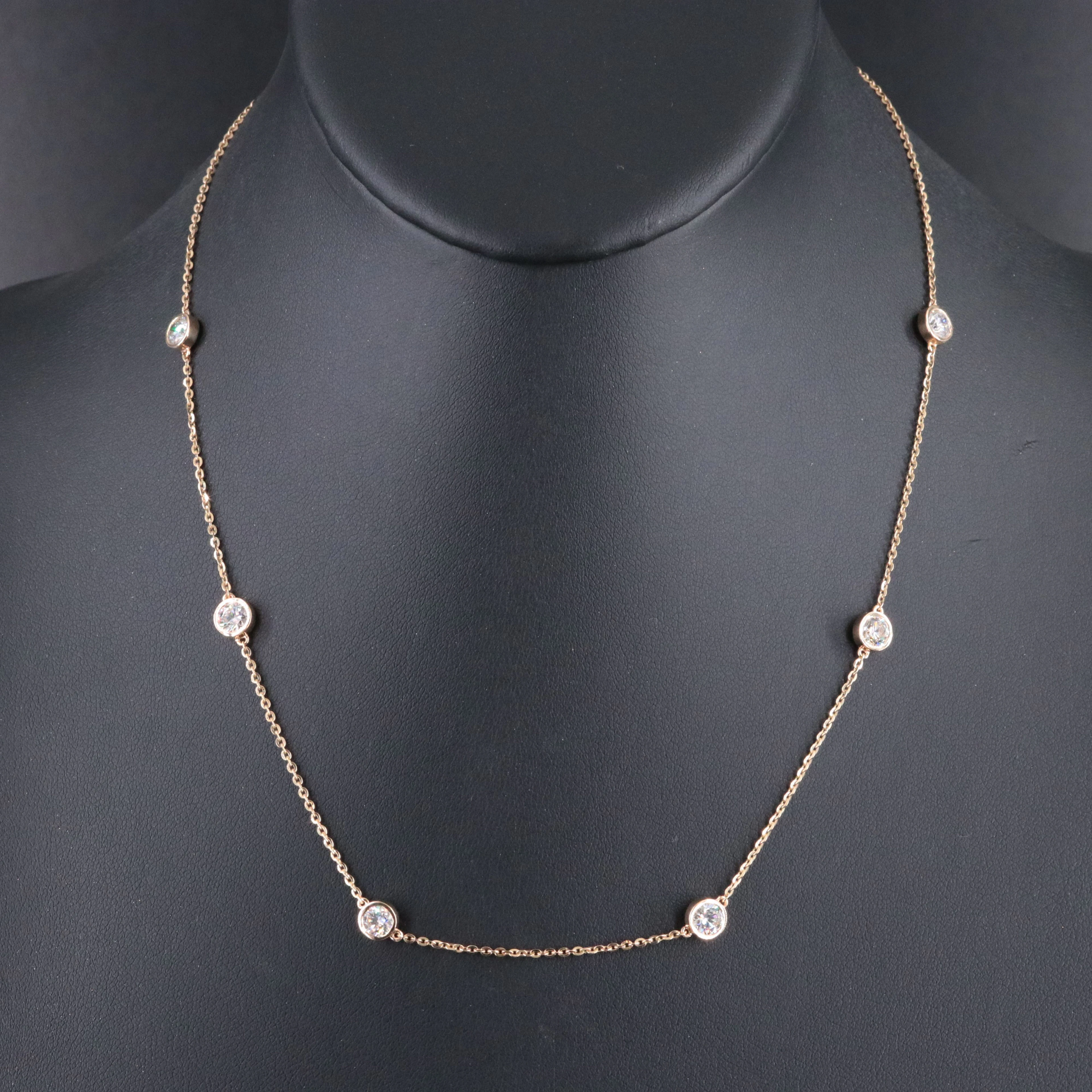 14K 2.04 CTW Diamond Station Necklace with GIA Reports