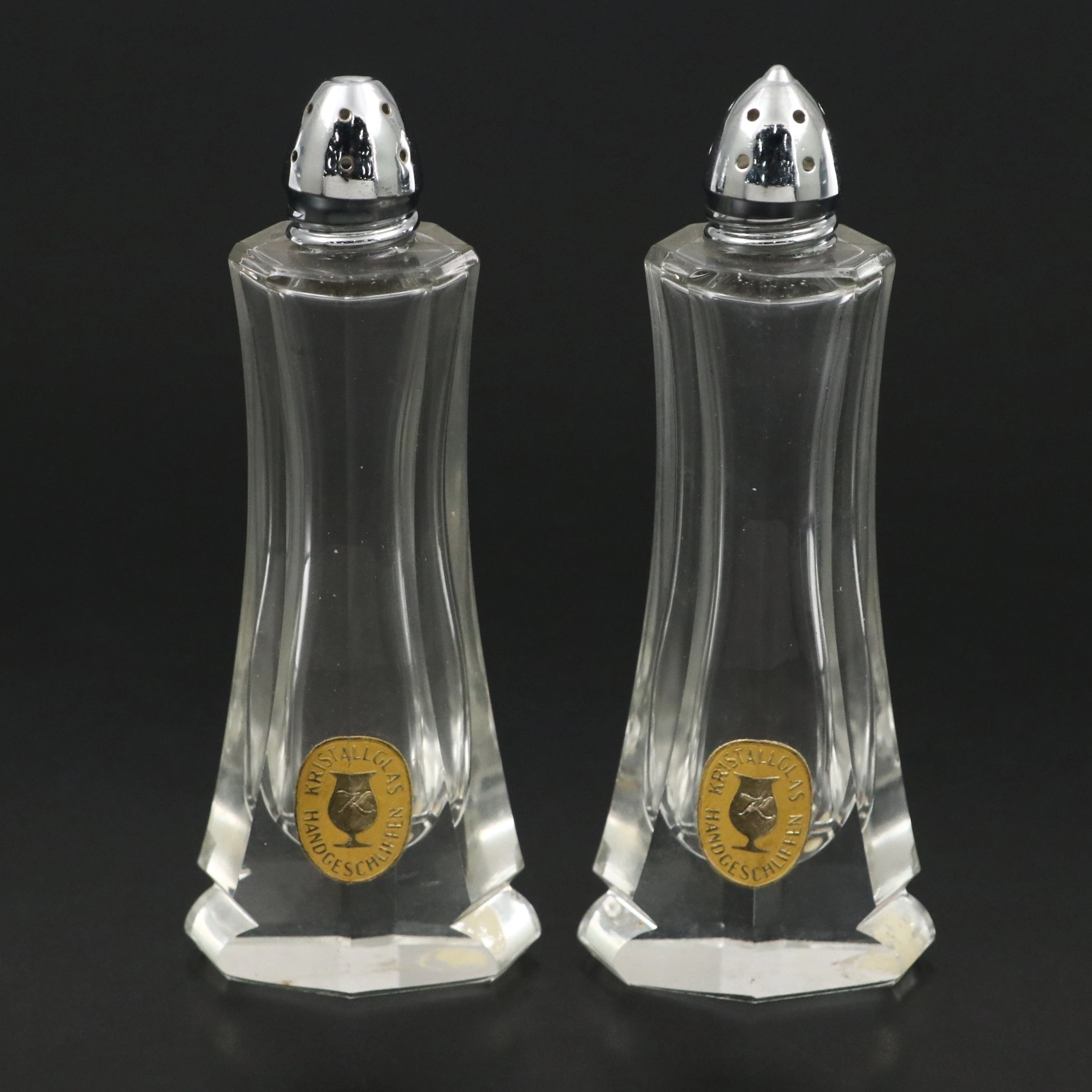German Crystal Salt and Pepper Shakers, Mid to Late 20th Century