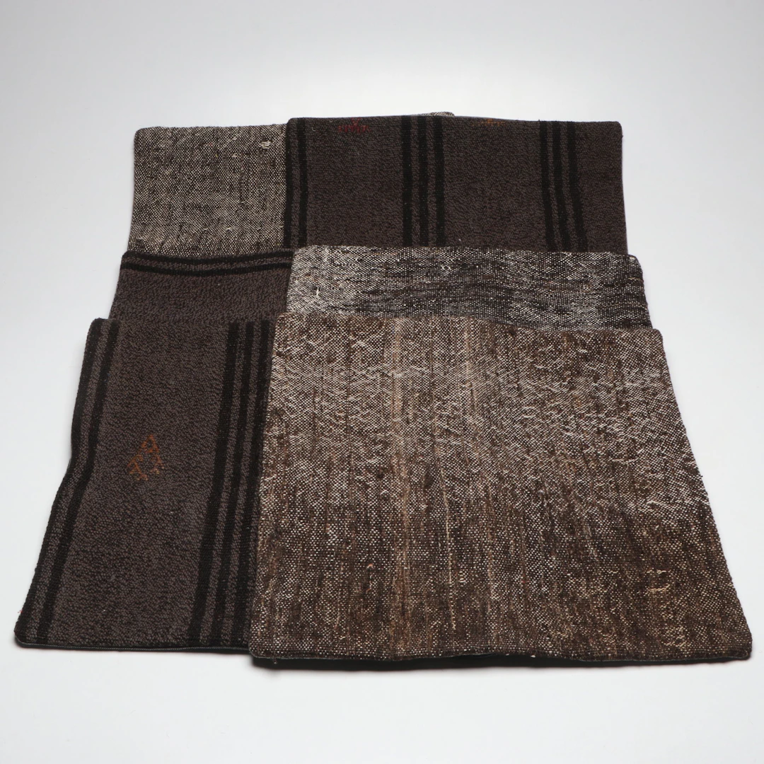 Turkish Overdyed Handwoven Rug Faced Pillow Covers