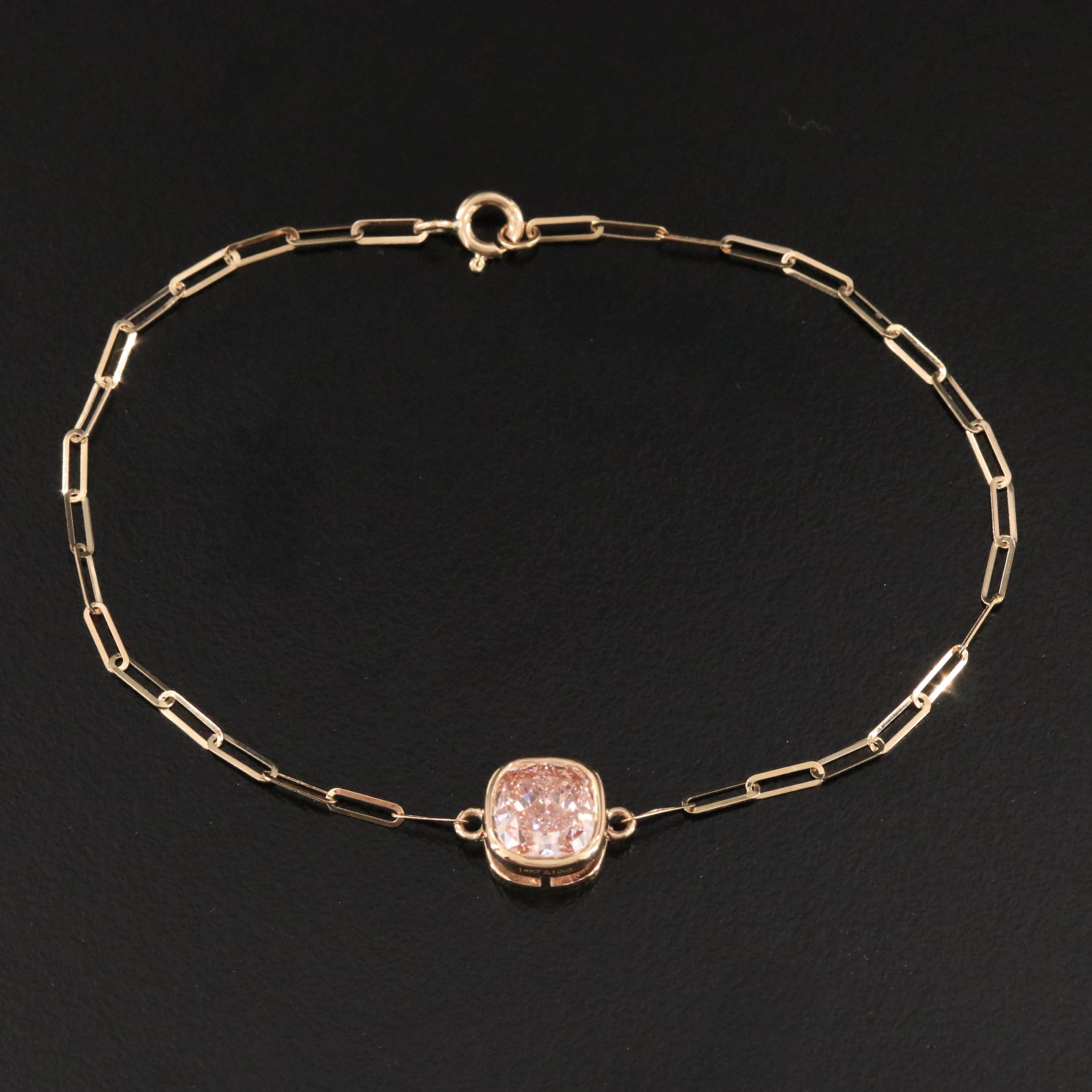 14K 2.10 CT Lab Grown Fancy Pink Diamond Bracelet with IGI Report