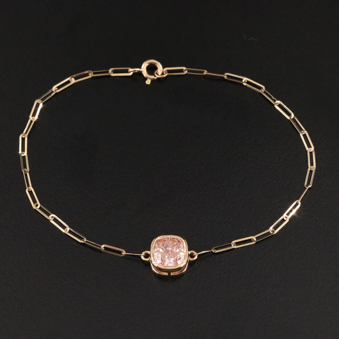 14K 2.10 CT Lab Grown Fancy Pink Diamond Bracelet with IGI Report