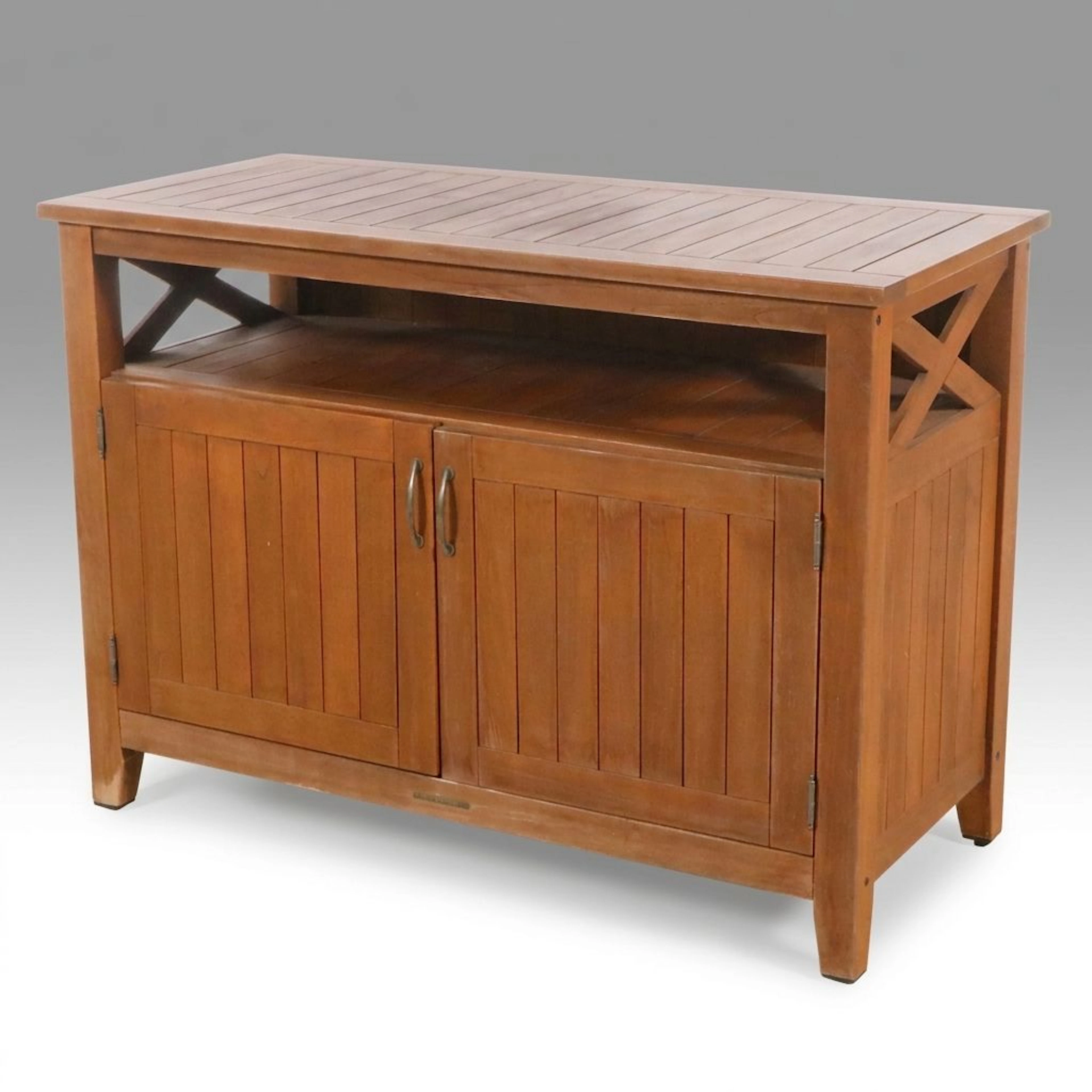 Pottery Barn Teak Console Cabinet, 21st Century