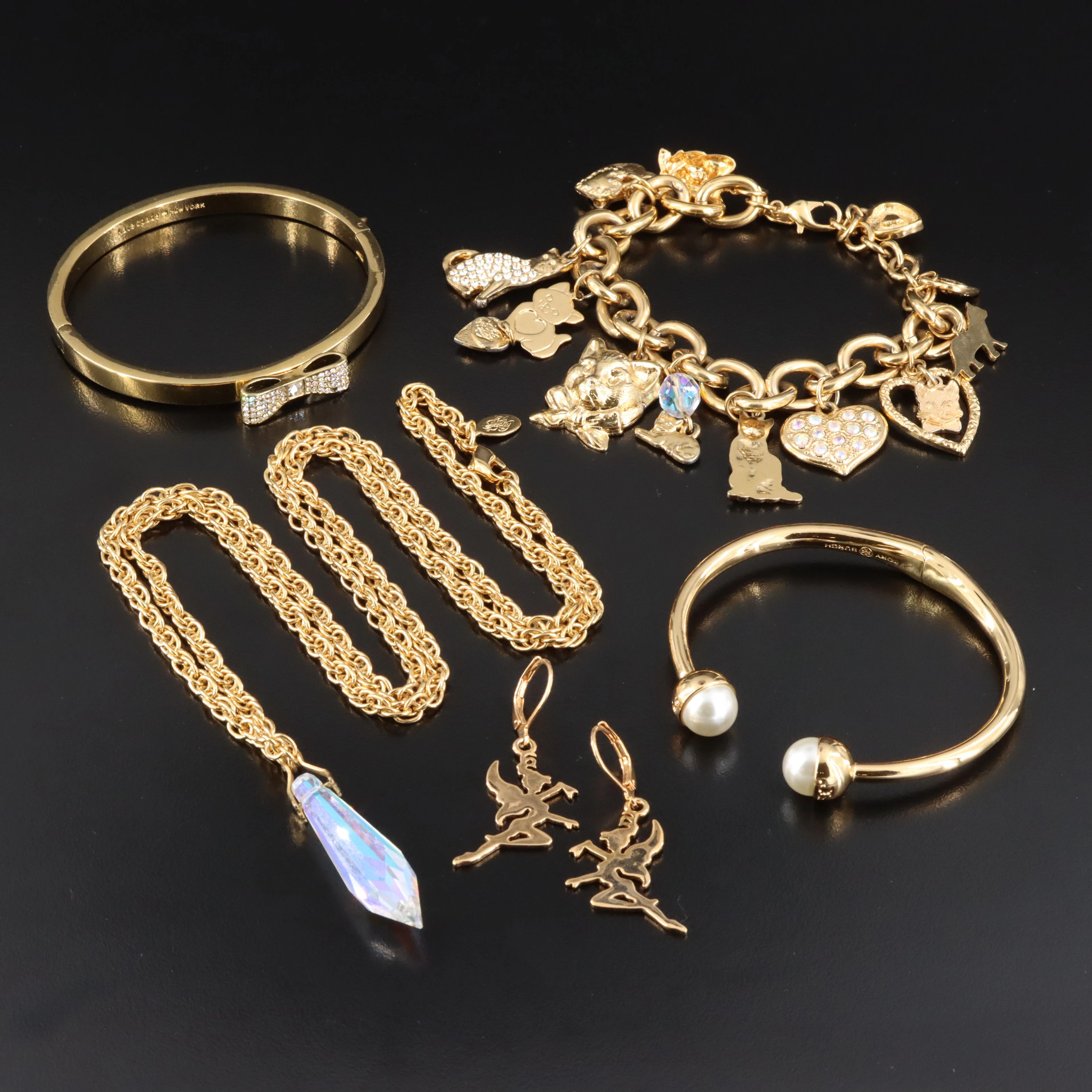 Kirks Folly, Tory Burch and Kate Spade Jewelry Collection with Rhinestones