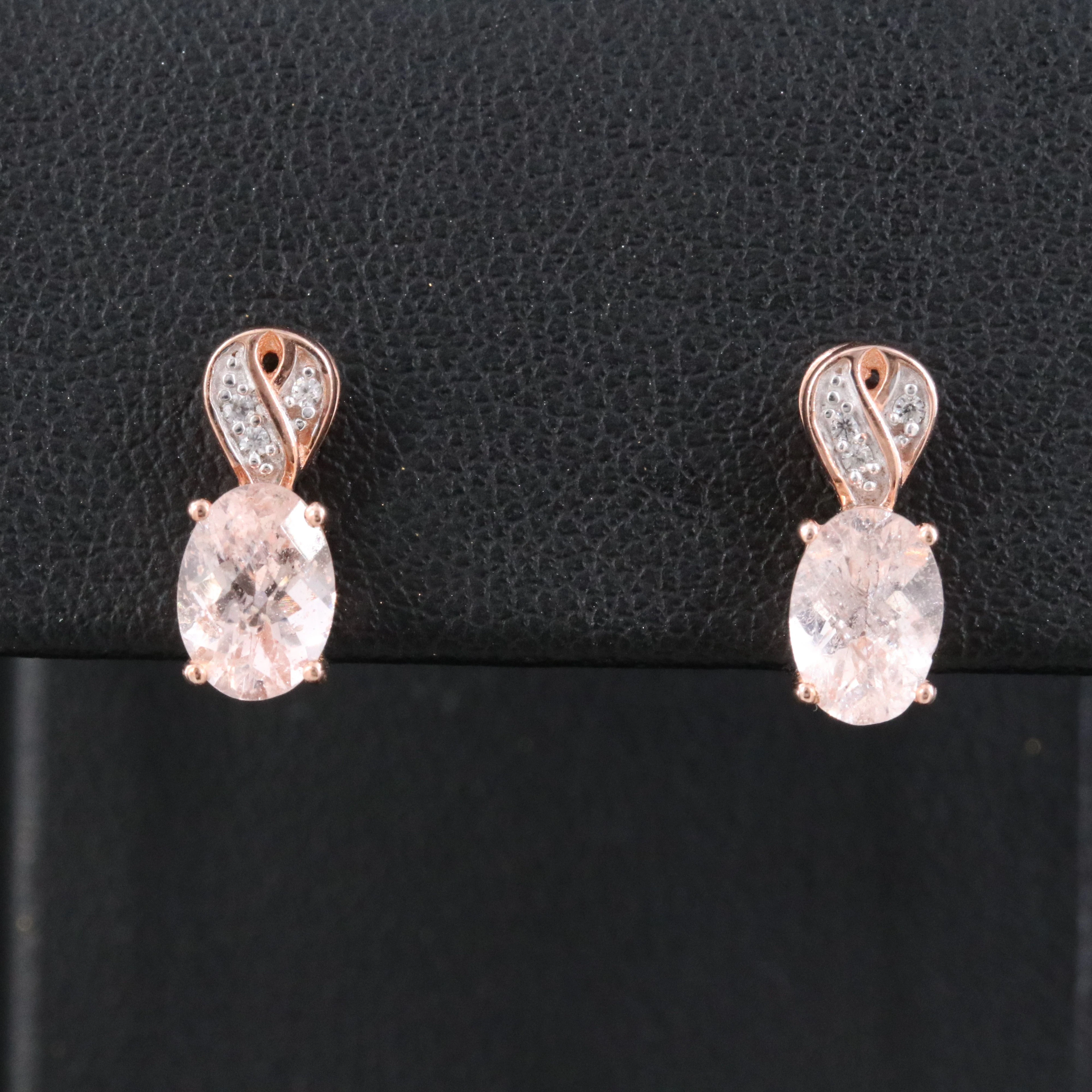 Sterling Morganite Earrings with CZ Accents