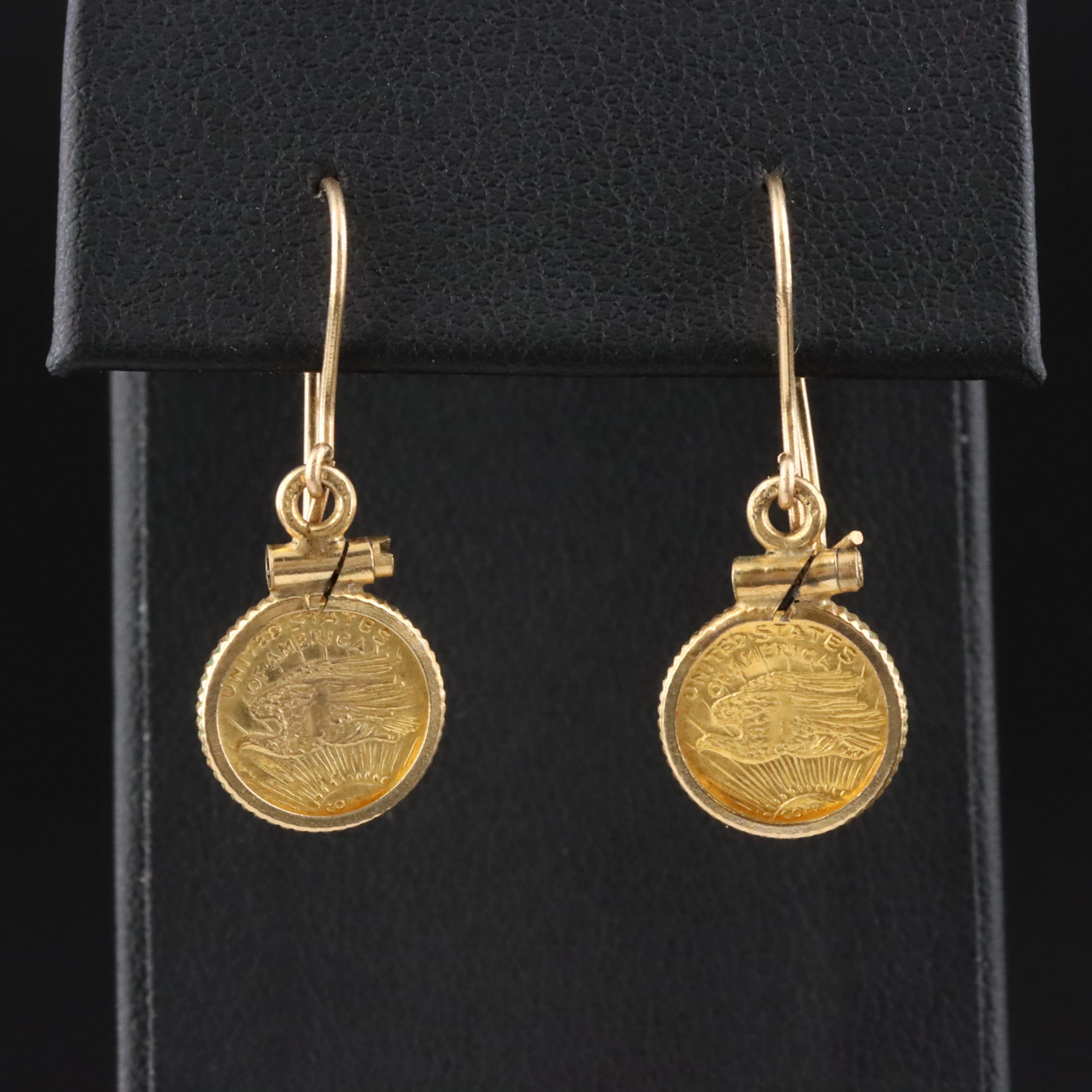 Replica $20 Double Eagle Saint-Gaudens Coin Earrings