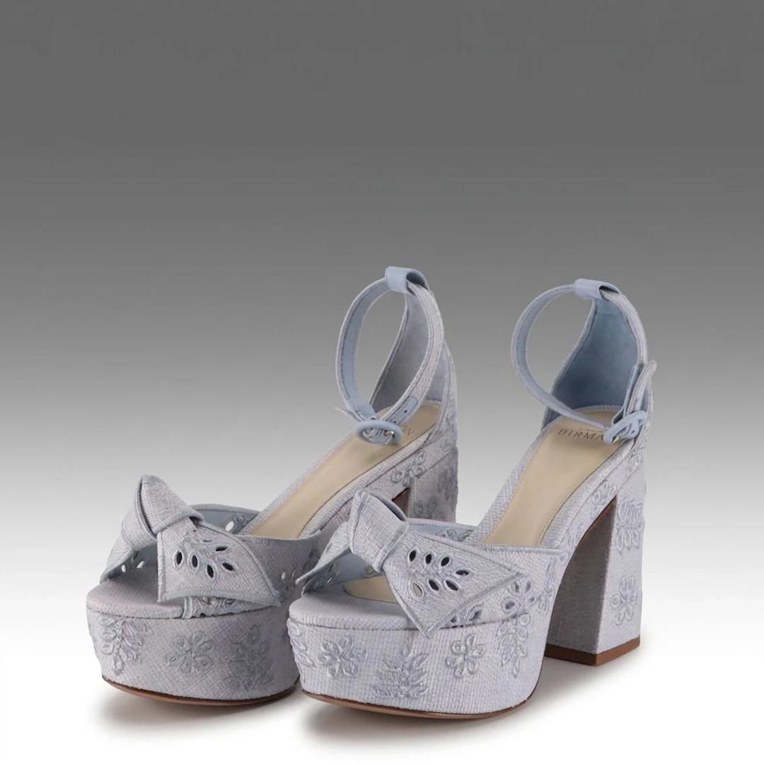 Alexandre Birman Maxi Clarita Embroidered Platform Sandals in Serene Blue
