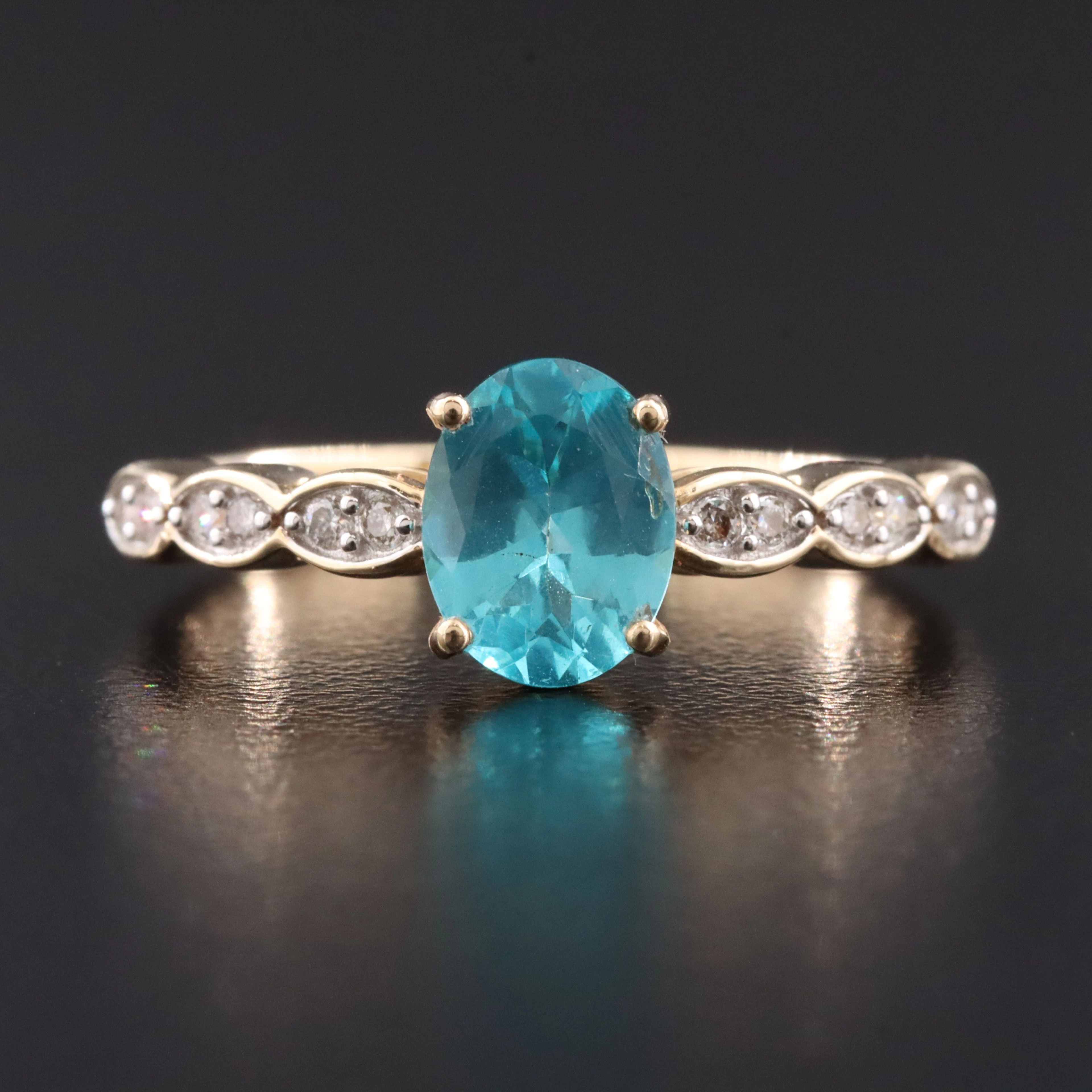 14K Apatite and Diamond Ring
