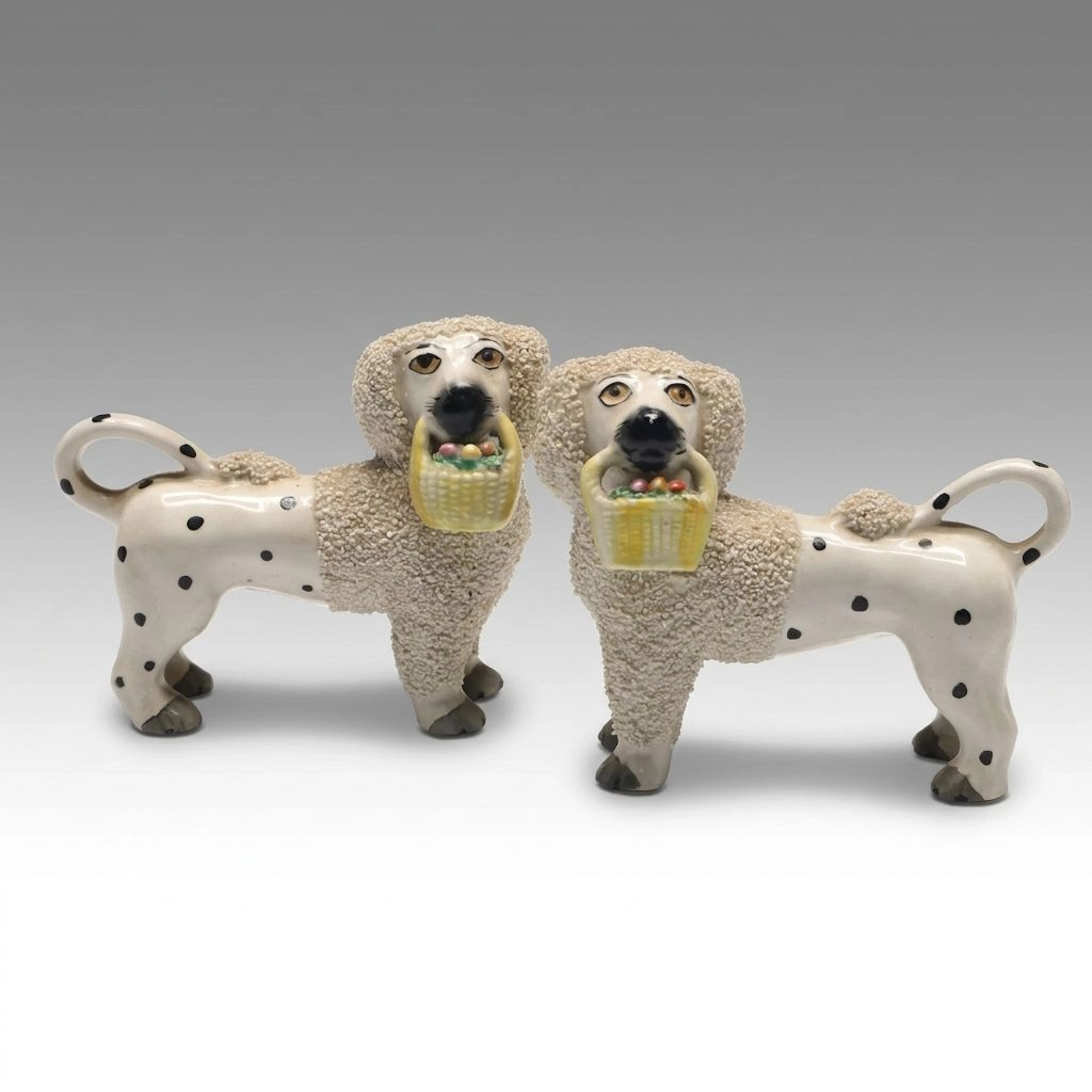 Staffordshire Ware Confetti Poodle Figurines, 20th Century