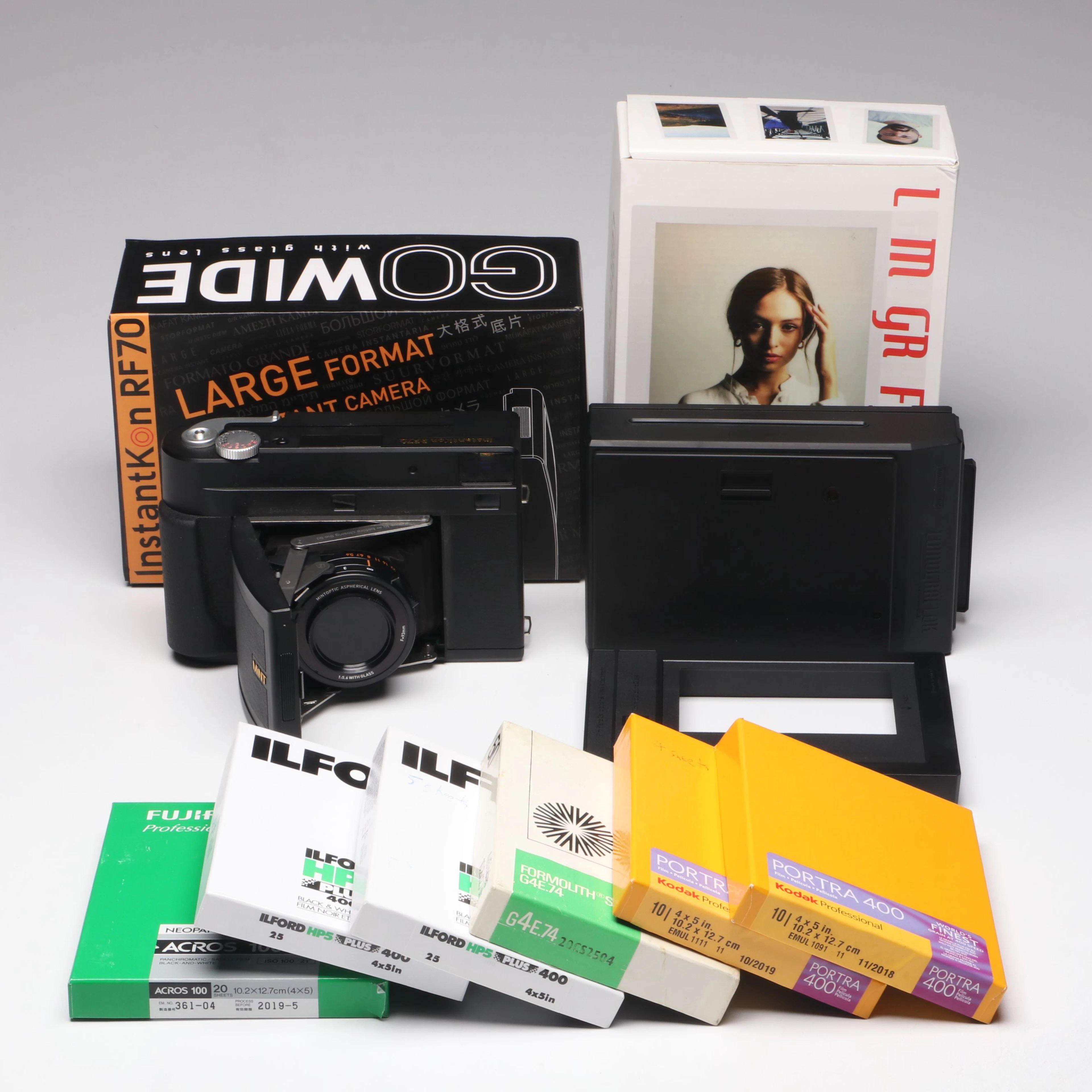 GoWide Large Format Instant Camera, Portra 400 Film, and More Accessories