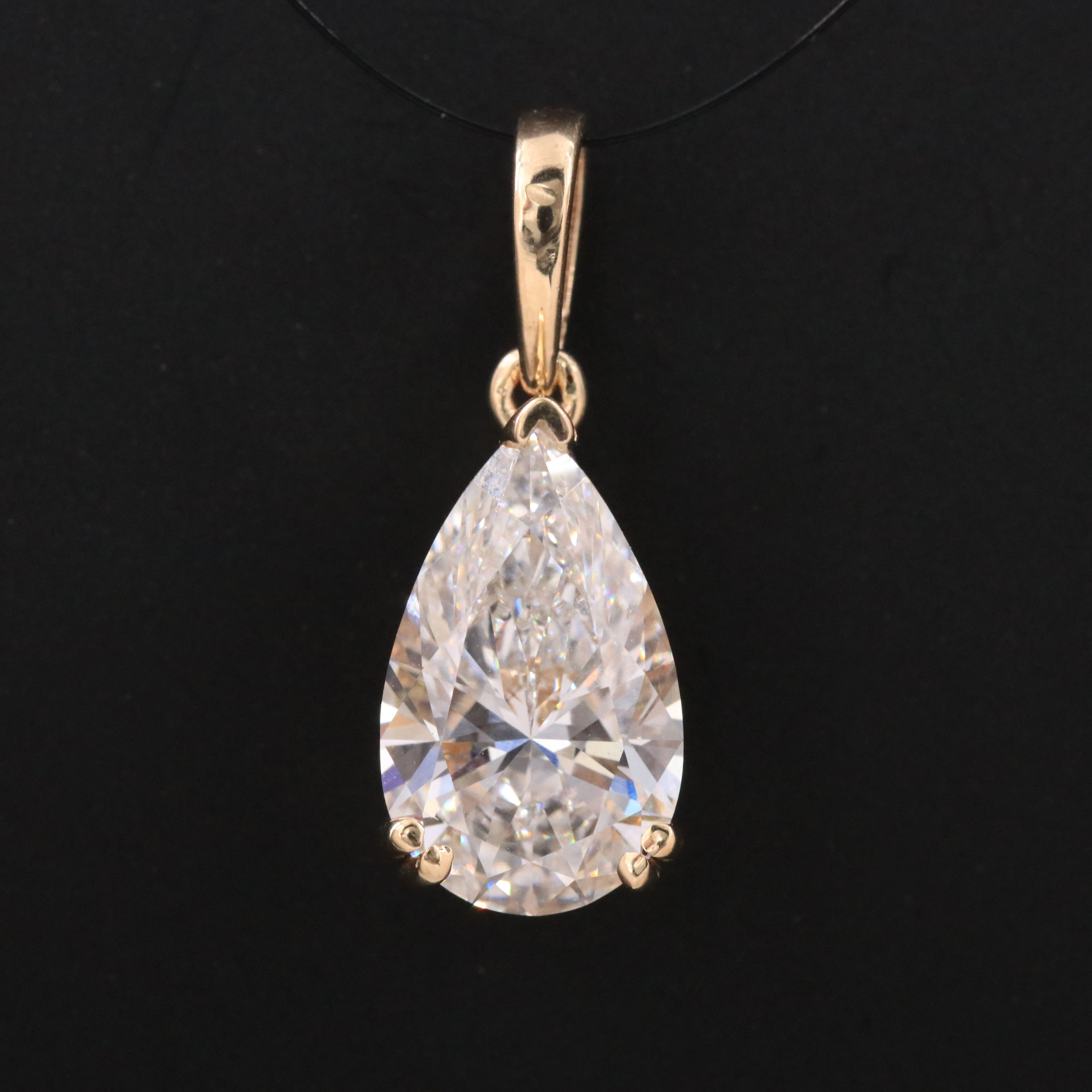 14K 3.01 CT Lab Grown Diamond Solitaire Pendant with IGI Report