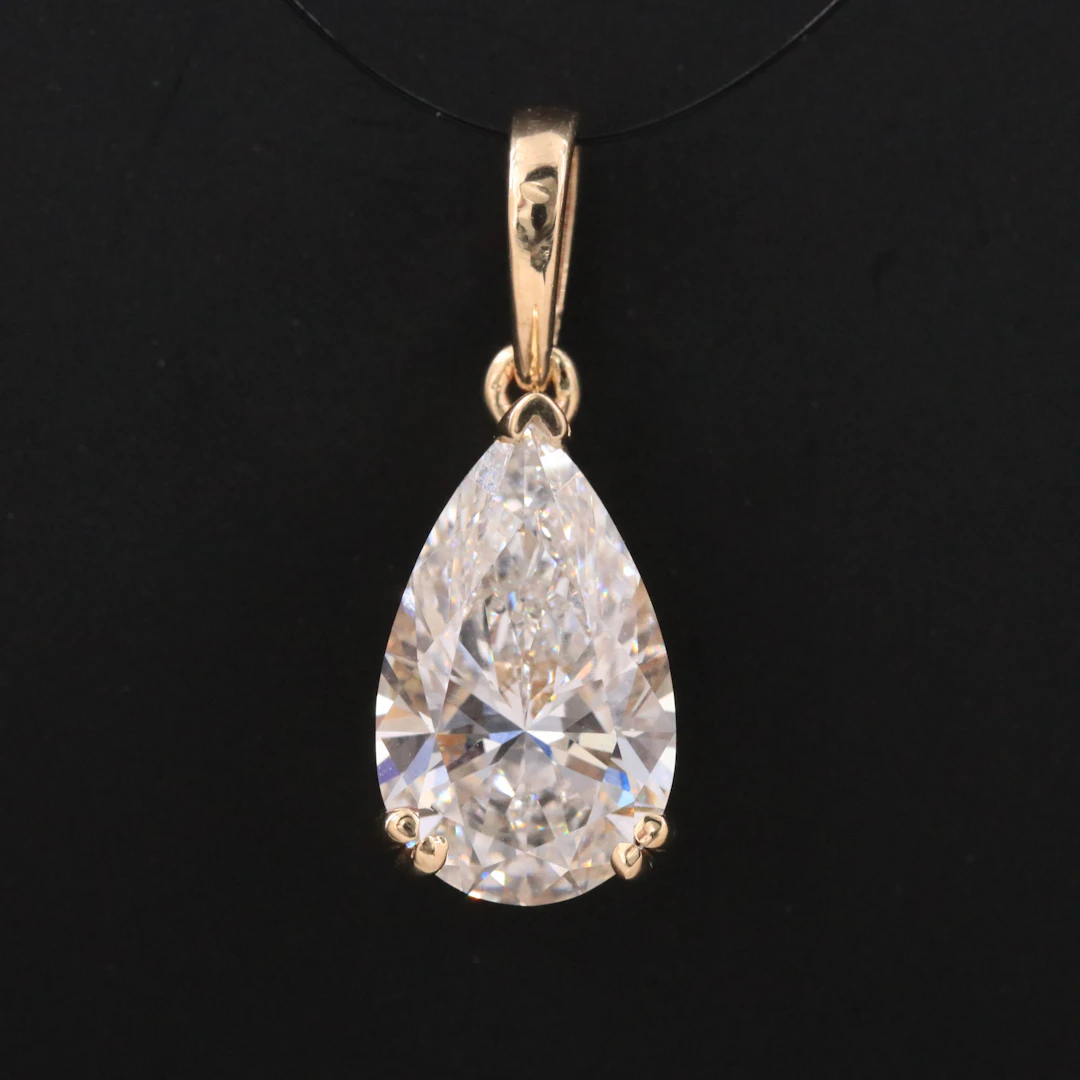 14K 3.01 CT Lab Grown Diamond Solitaire Pendant with IGI Report