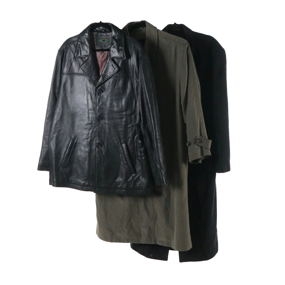 Men's Alexander Julian Leather Jacket with Ralph Lauren Brand Overcoat