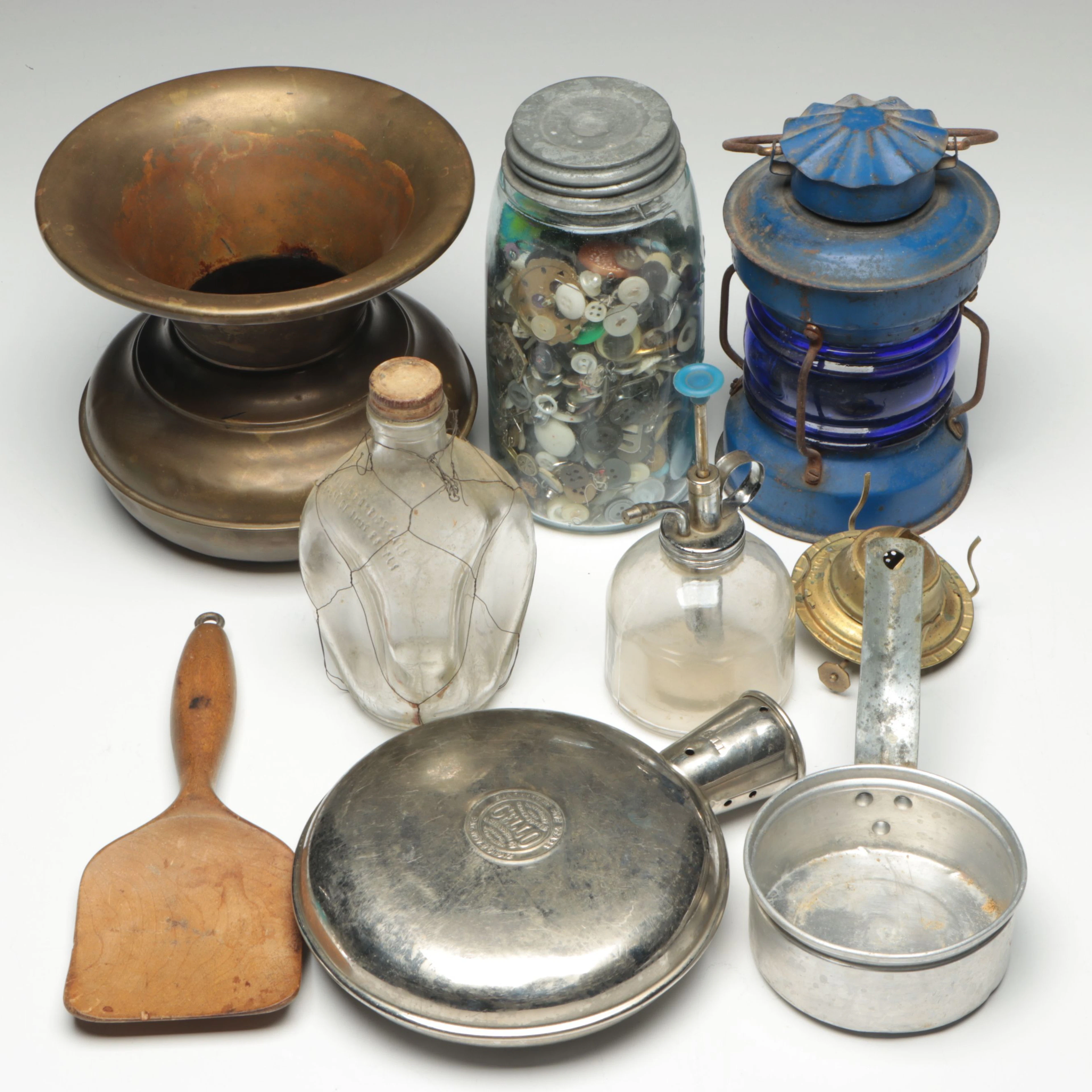 A. S. Campbell "Cello" Hot Water Bottle with Lantern, Spittoon and More