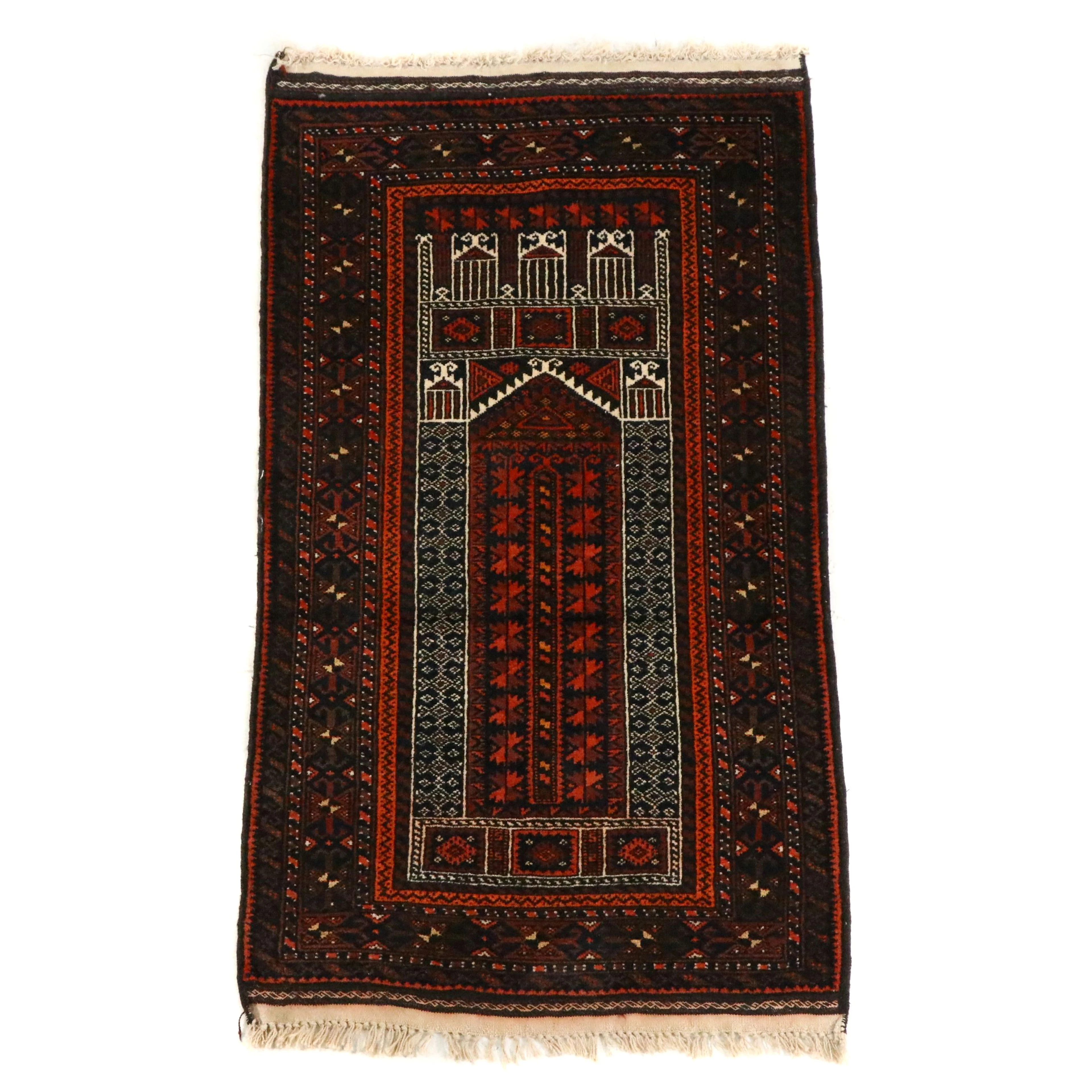 2'10 x 5'3 Hand-Knotted Afghan Baluch Prayer Rug