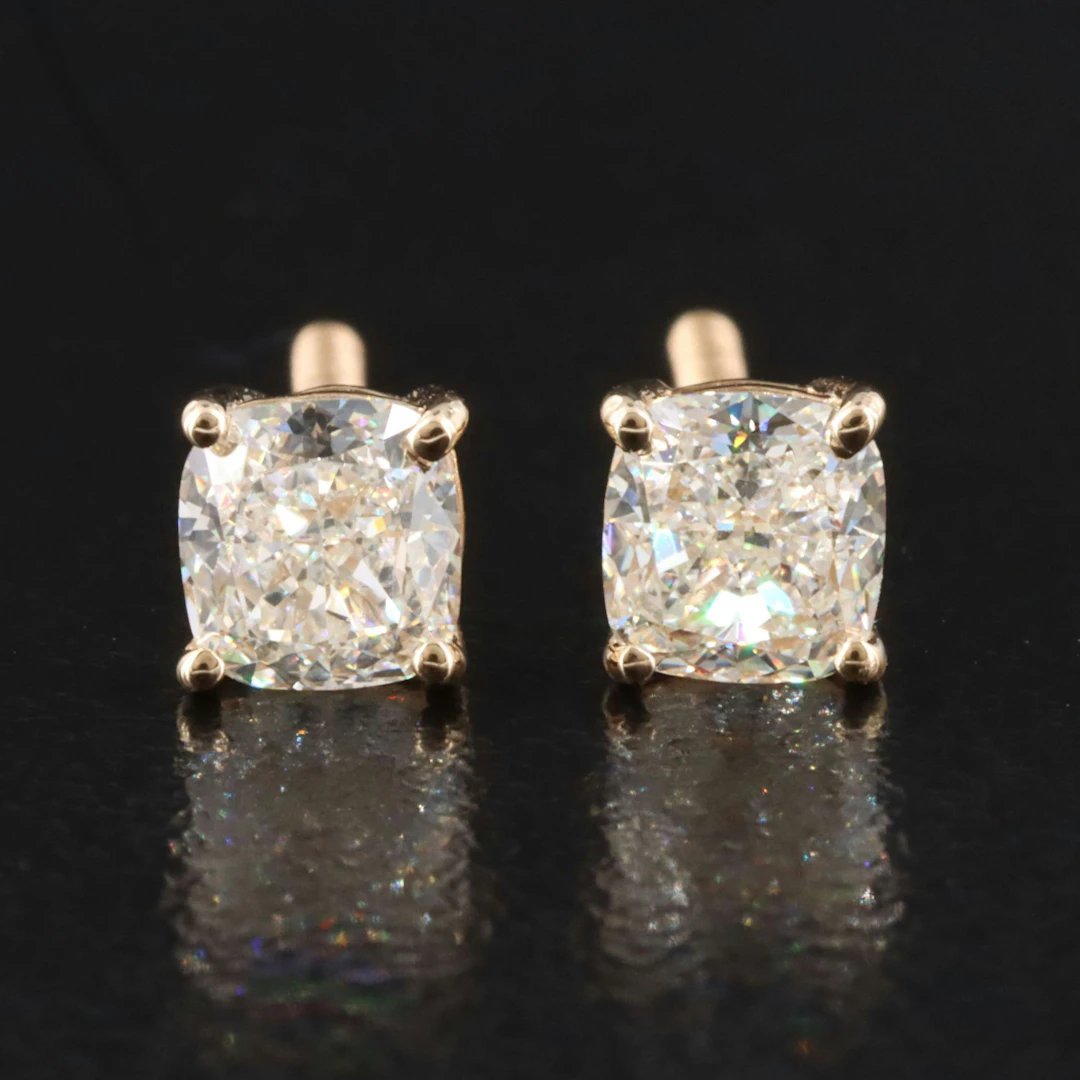 14K 1.00 CTW Diamond Stud Earrings with GIA Reports