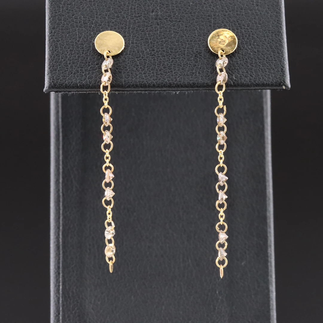 14K 0.72CTW Diamond Drop Chain Earrings