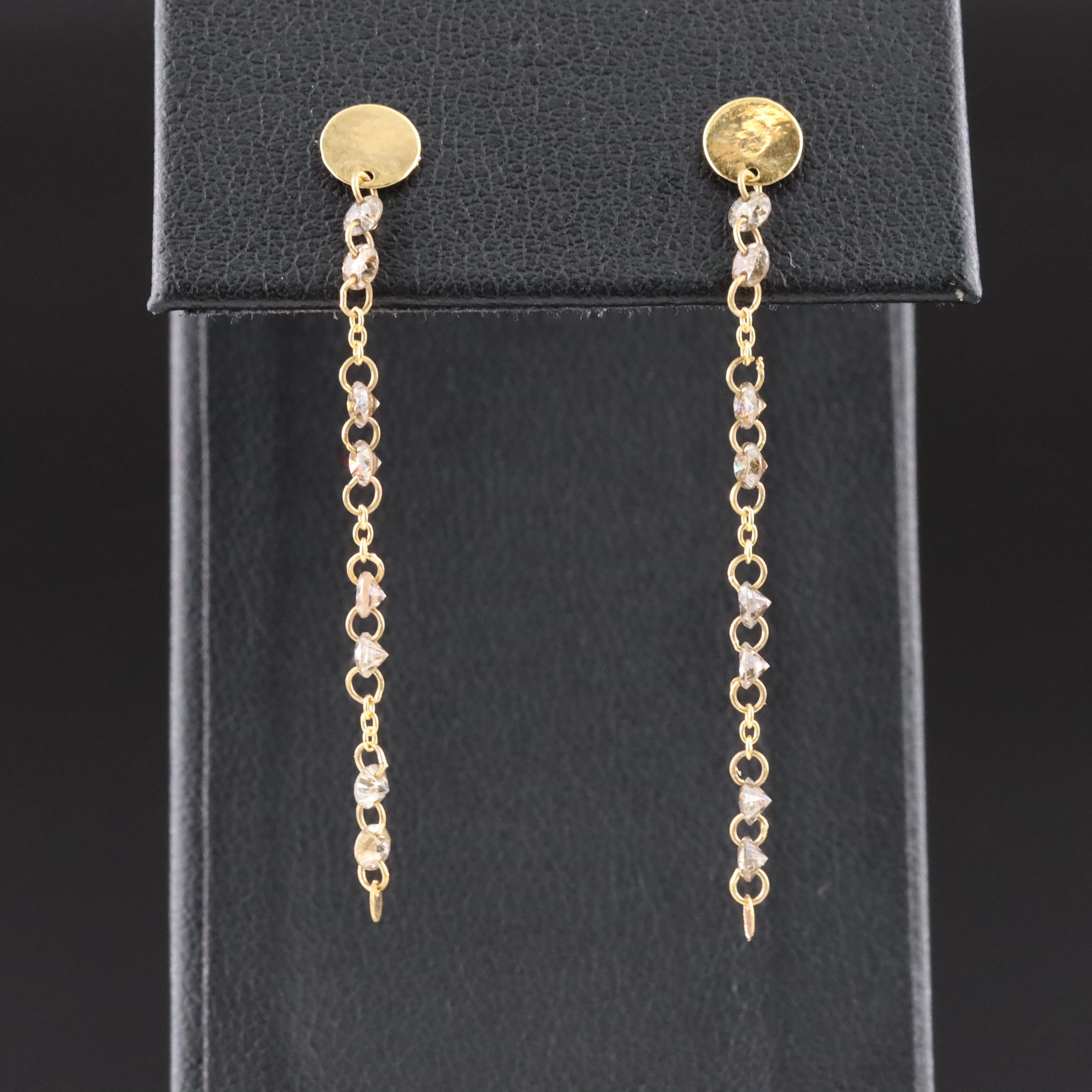 14K 0.72CTW Diamond Drop Chain Earrings