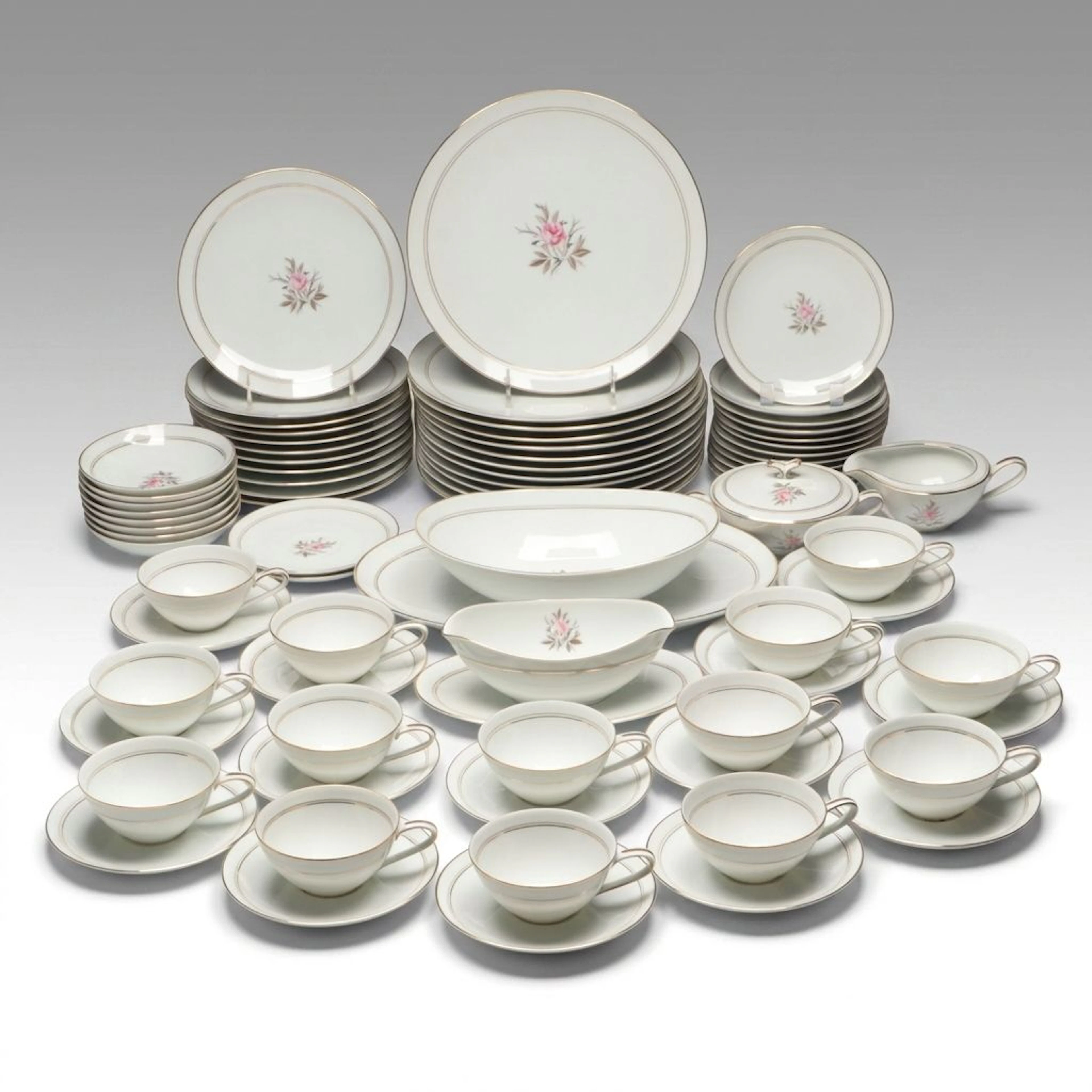 Noritake "Daryl" Porcelain Tableware, Mid to Late 20th C.