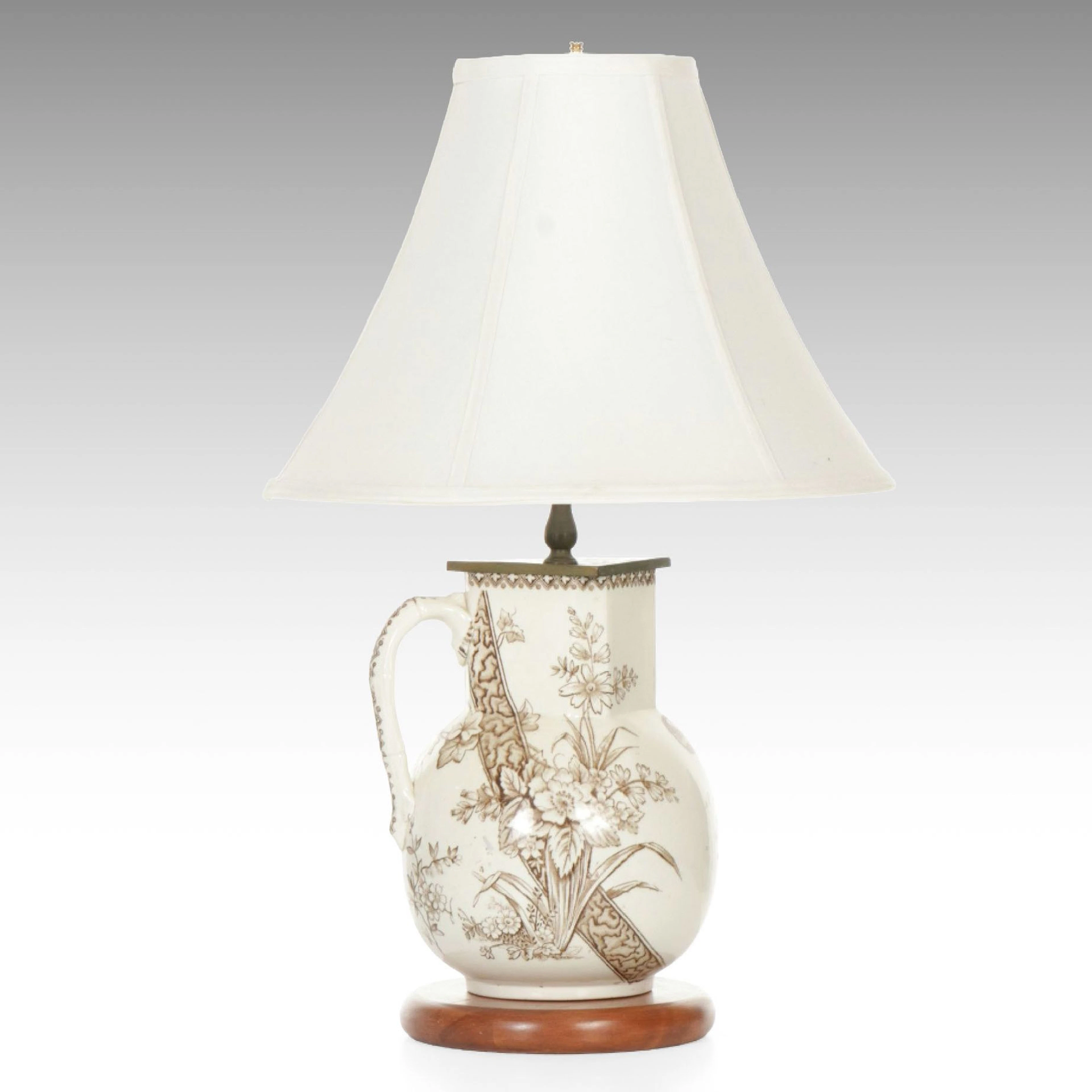 Turner Attributed English Transferware Ironstone Jug Adapted as Lamp