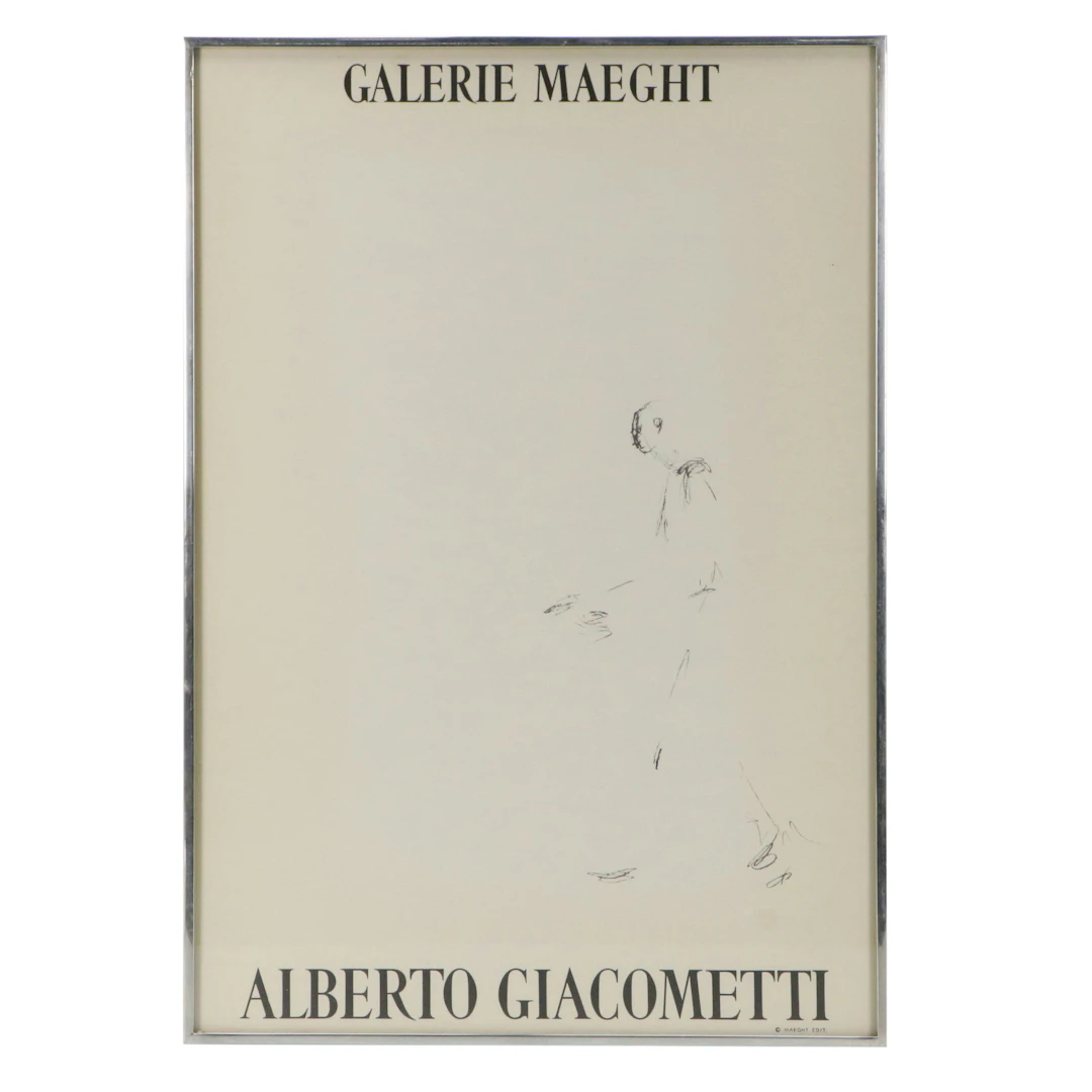 After Alberto Giacometti Lithograph Exhibition Poster, Circa 1961