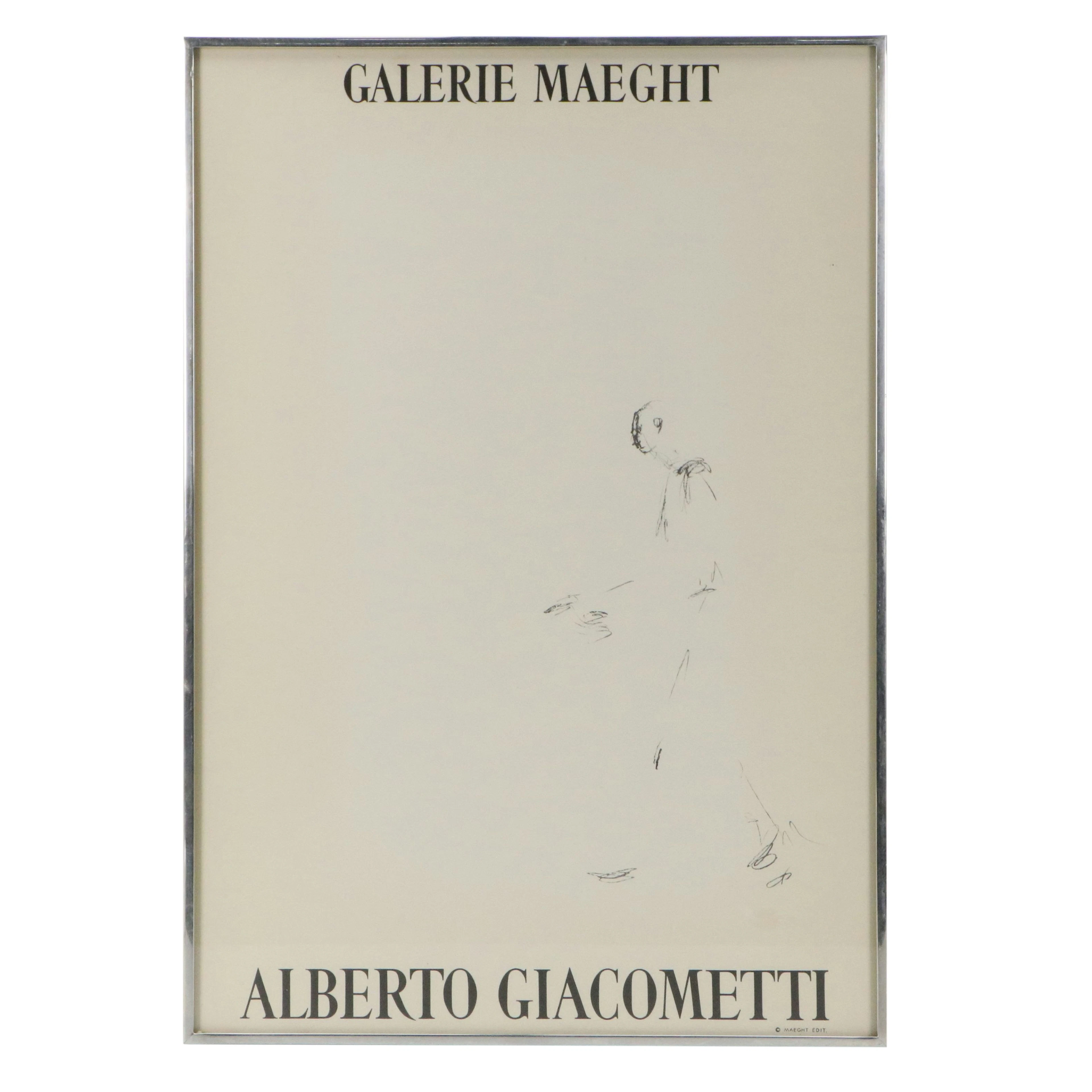 After Alberto Giacometti Lithograph Exhibition Poster, Circa 1961