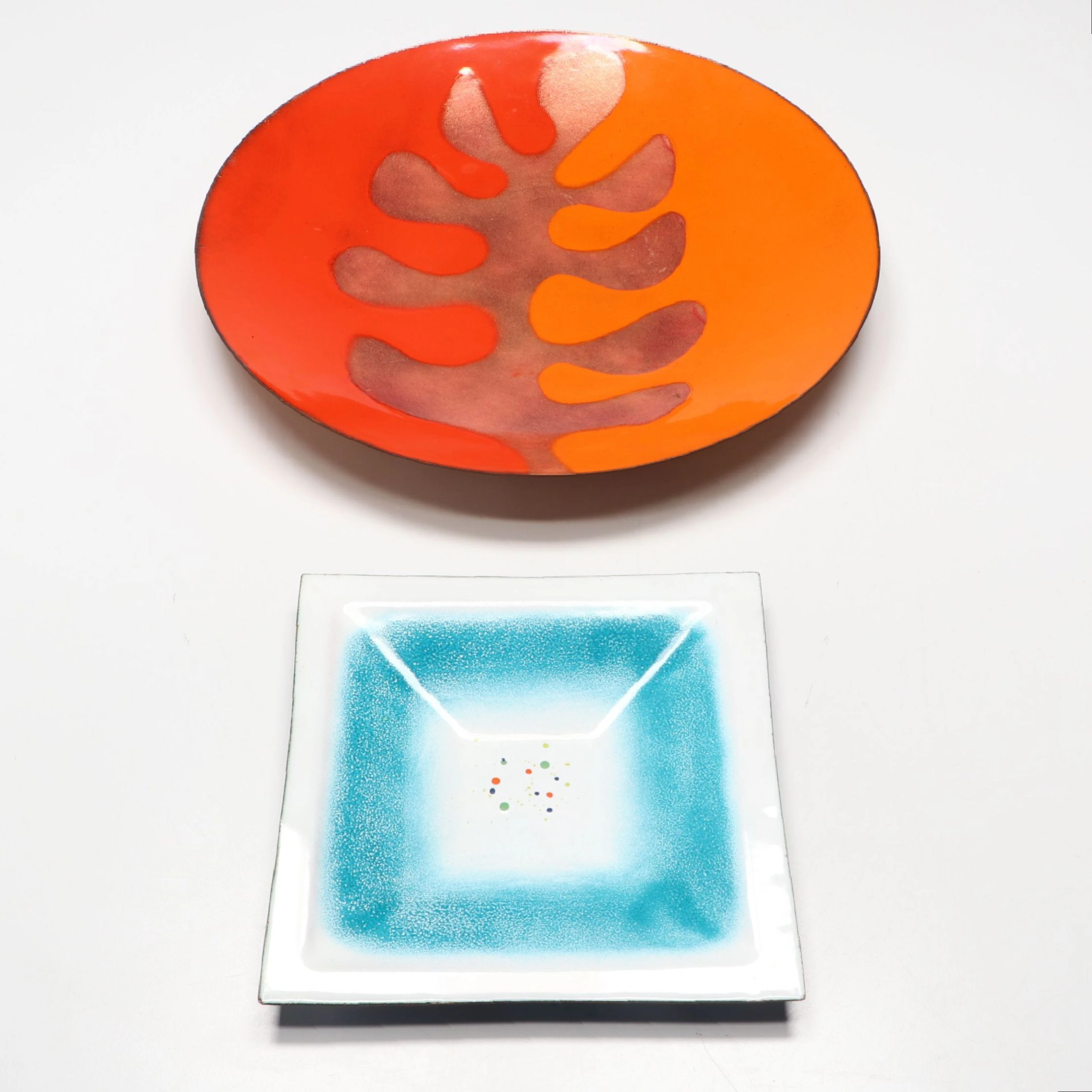 Bandelore and Other Mid Century Modern Enameled Plate, Vintage