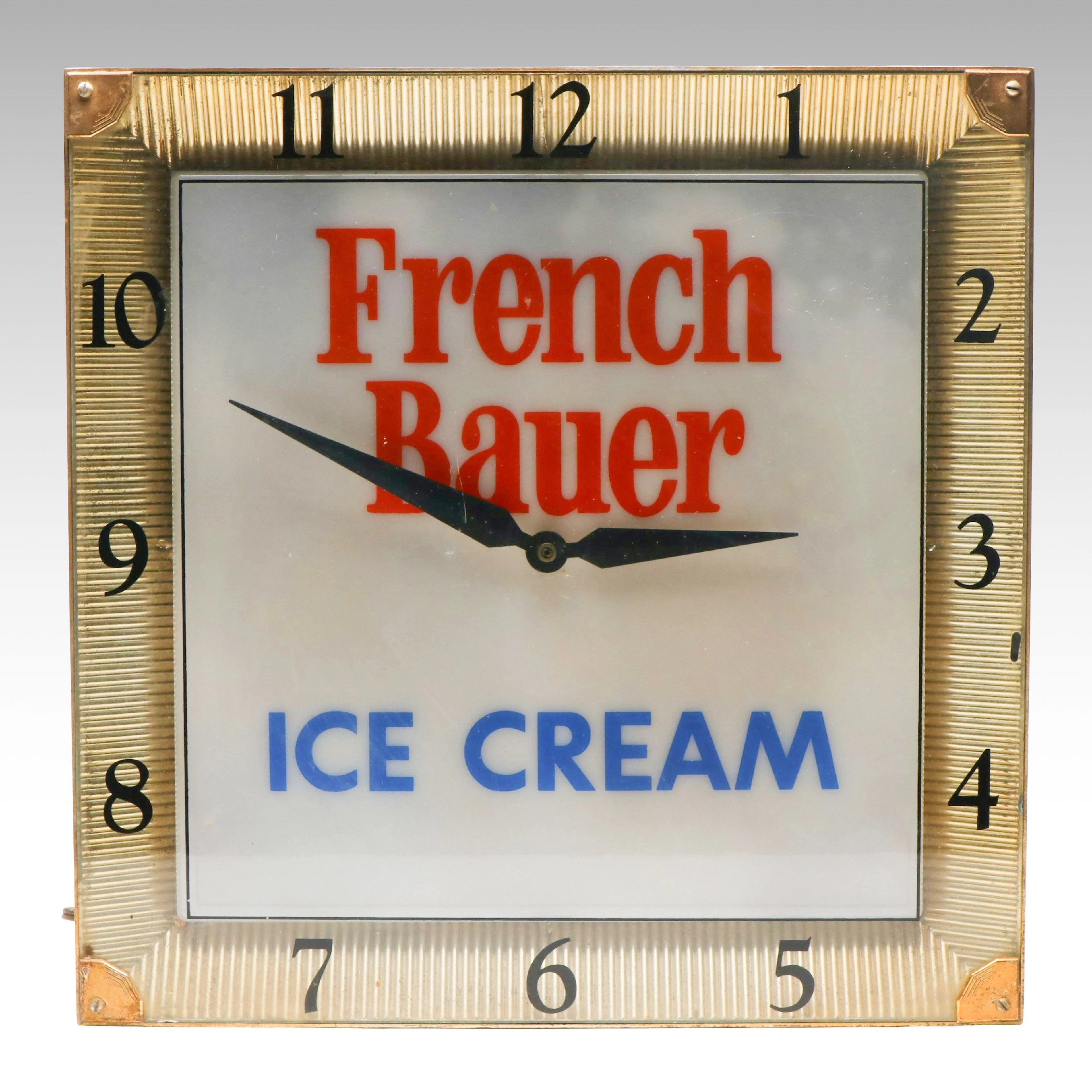 French-Bauer Illuminated Advertising Wall Clock, Mid Century