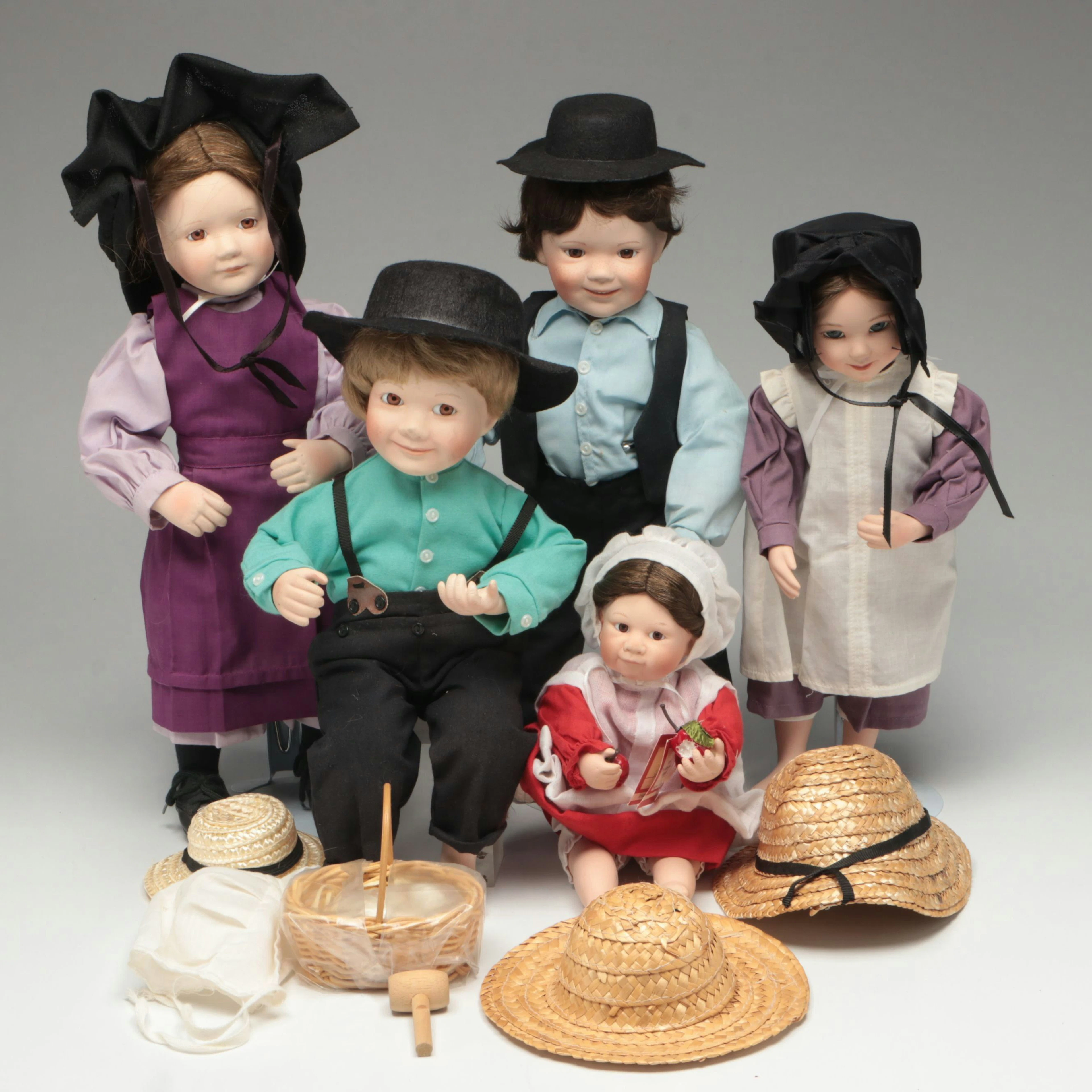 Ashton-Drake Galleries "Amish Inspirations" Porcelain and Cloth Dolls