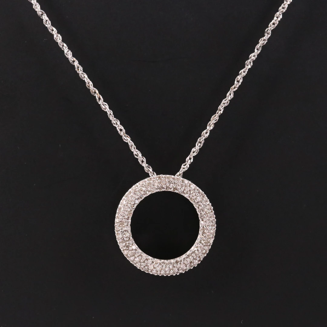 14K 0.51 CTW Diamond Circle Pendant Necklace