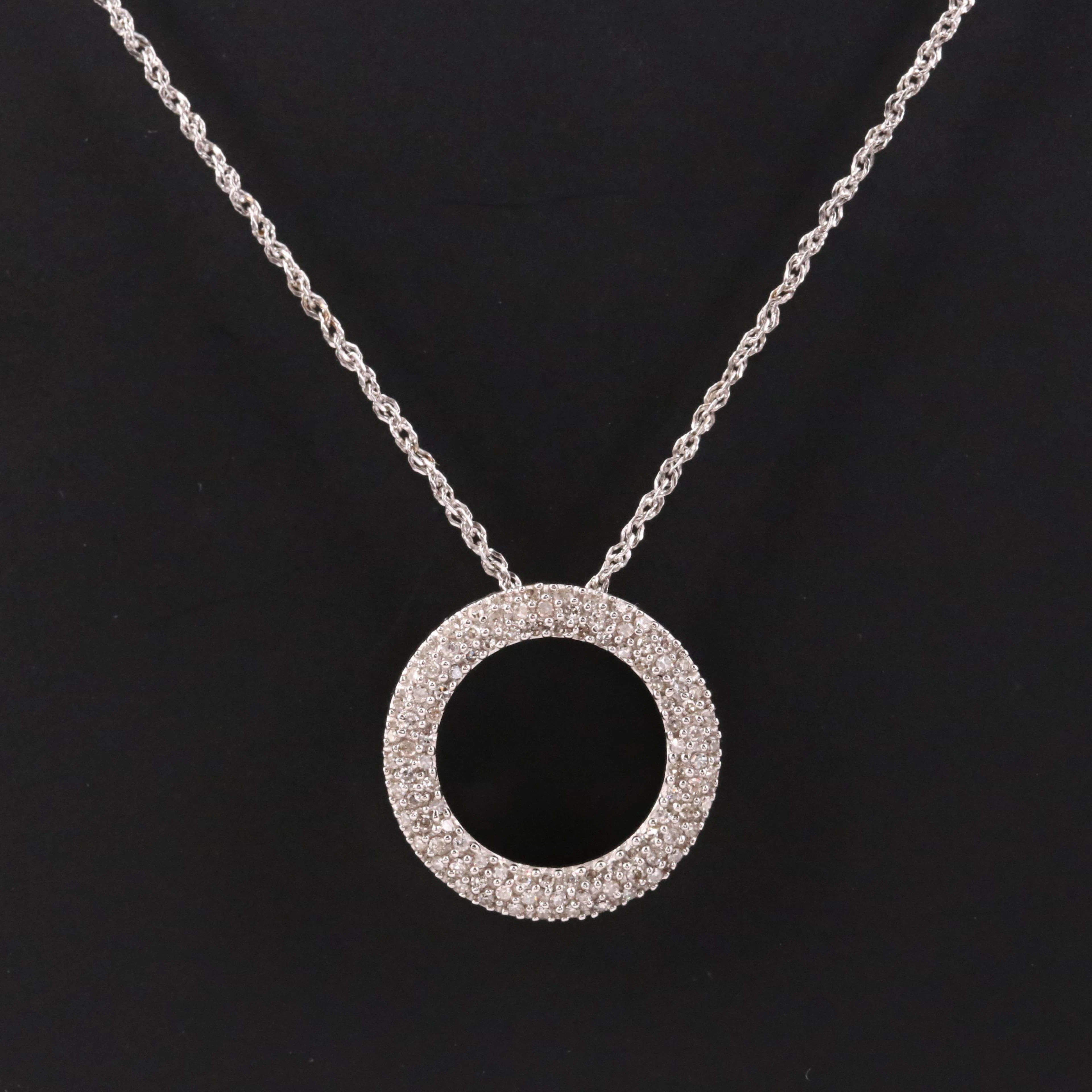 14K 0.51 CTW Diamond Circle Pendant Necklace