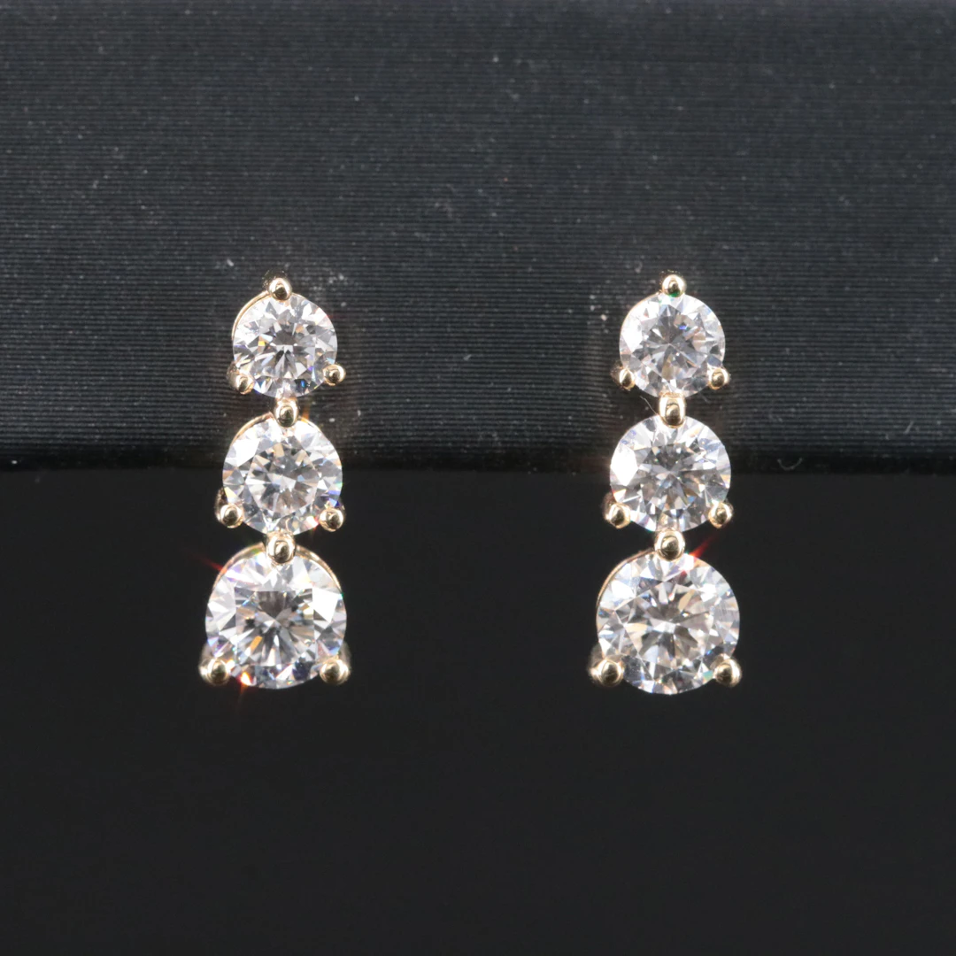 14K 1.47 CTW Lab Grown Diamond Drop Earrings