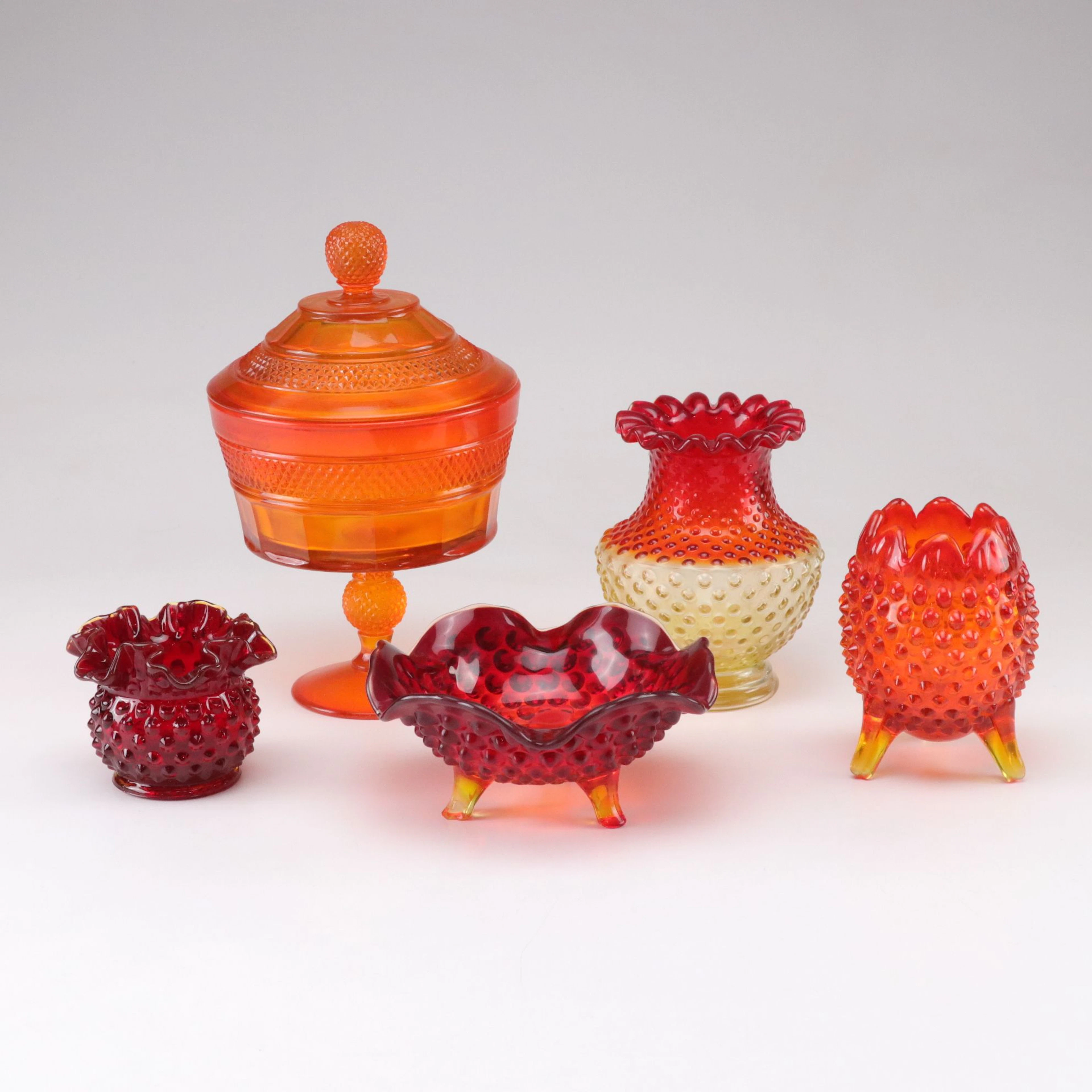 Viking Glass Mt. Vernon Candy Dish, Fenton Hobnail Amberina Vase and More Glass