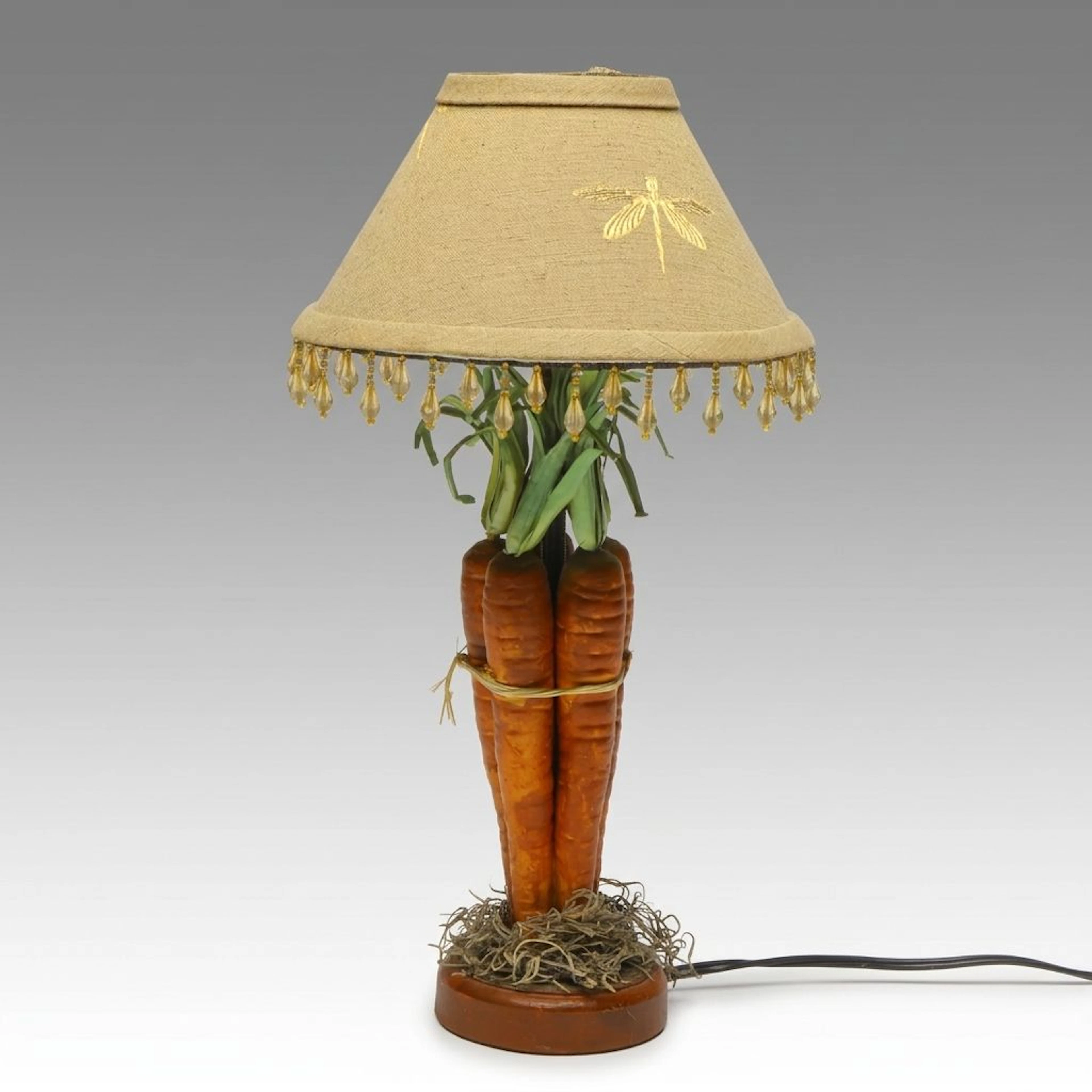 Carrot Bunch Accent Lamp with Beaded Dragonfly Shade