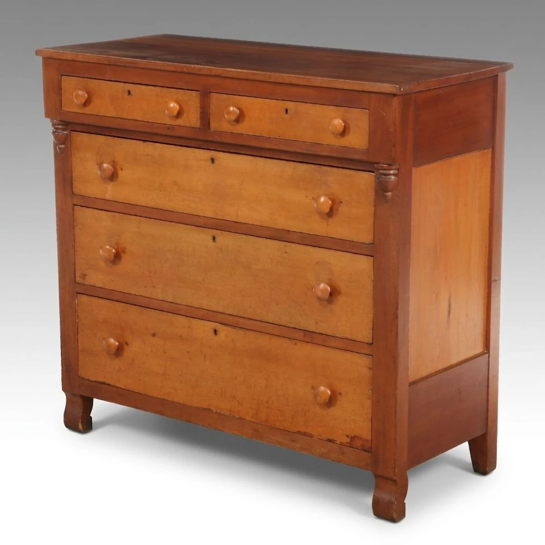 American Primitive Pine Chest of Drawers, Mid to Late 19th Century