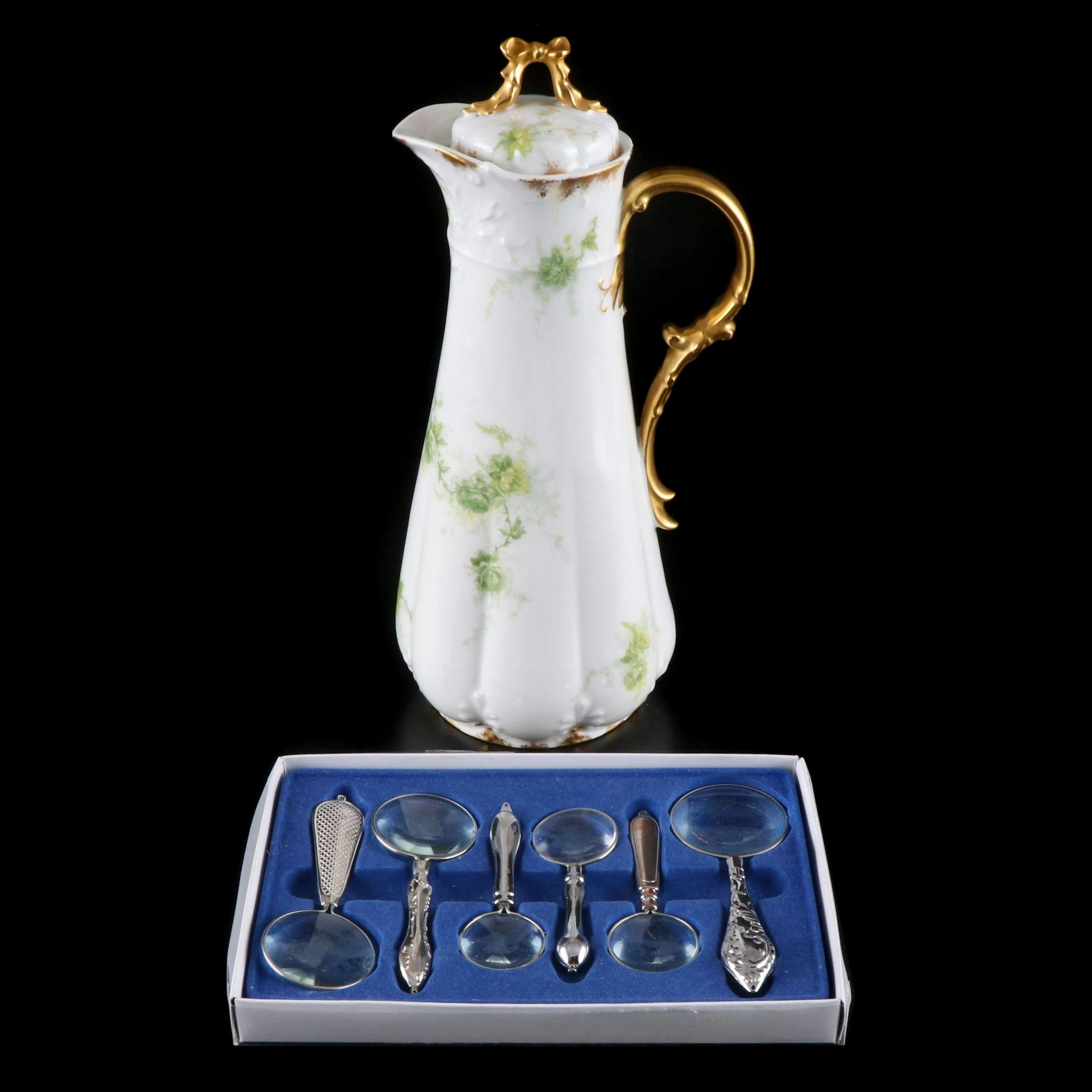 Charles Field Haviland Porcelain Chocolate Pot with Magnifiers