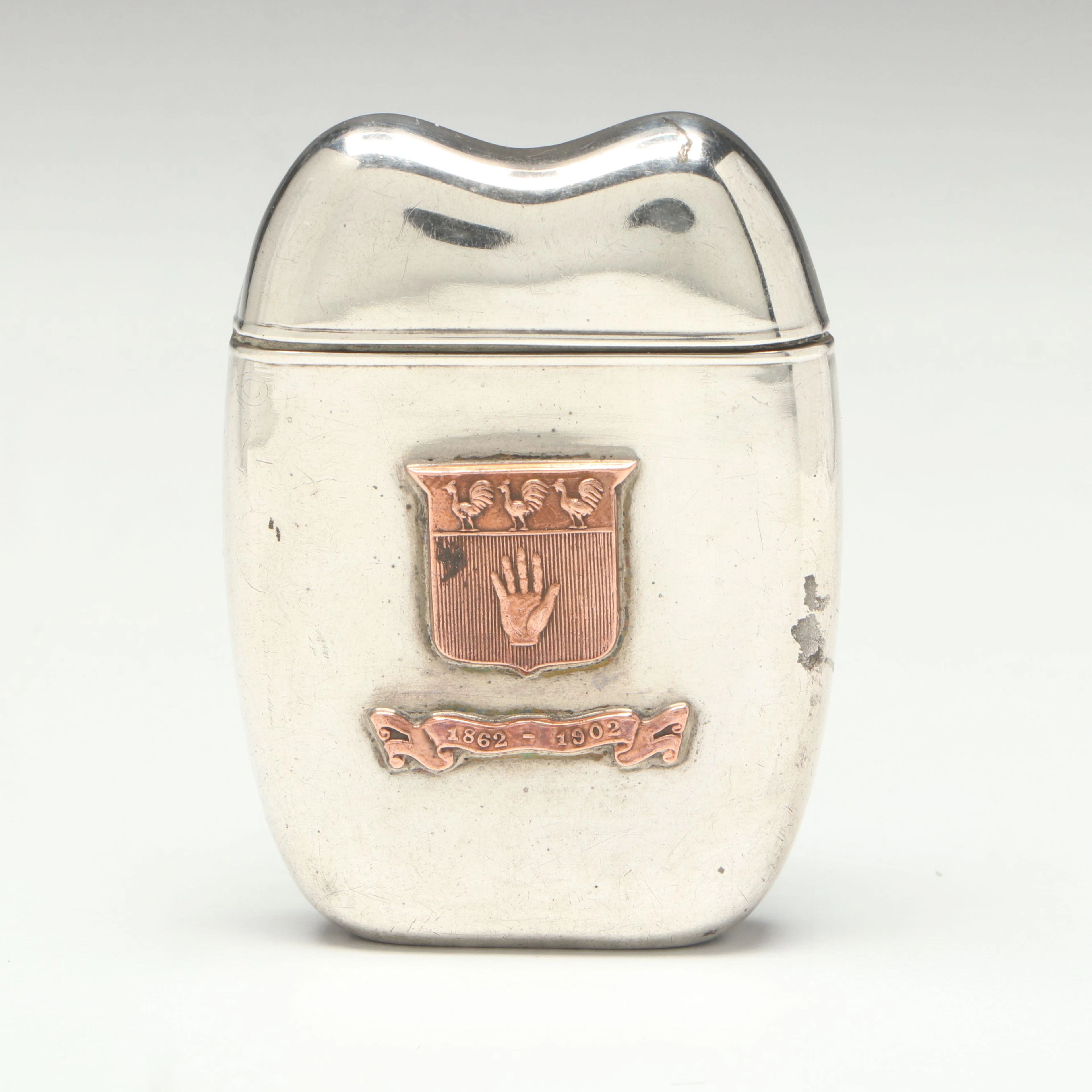 American Sterling Silver with Copper Shield Accent Match Safe, Vintage