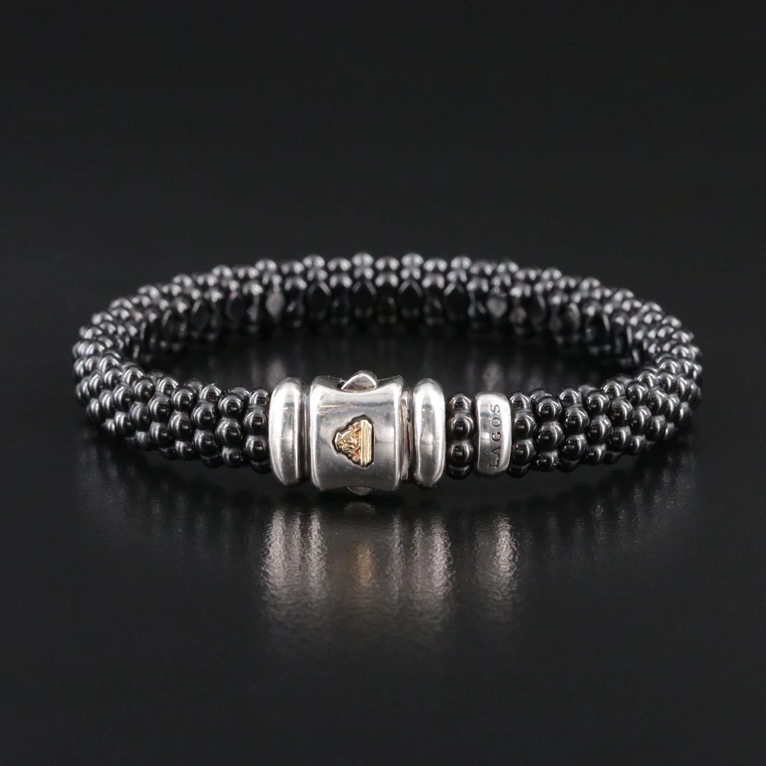 Lagos Black Caviar Sterling and Ceramic Beaded Bracelet with 18K Accent