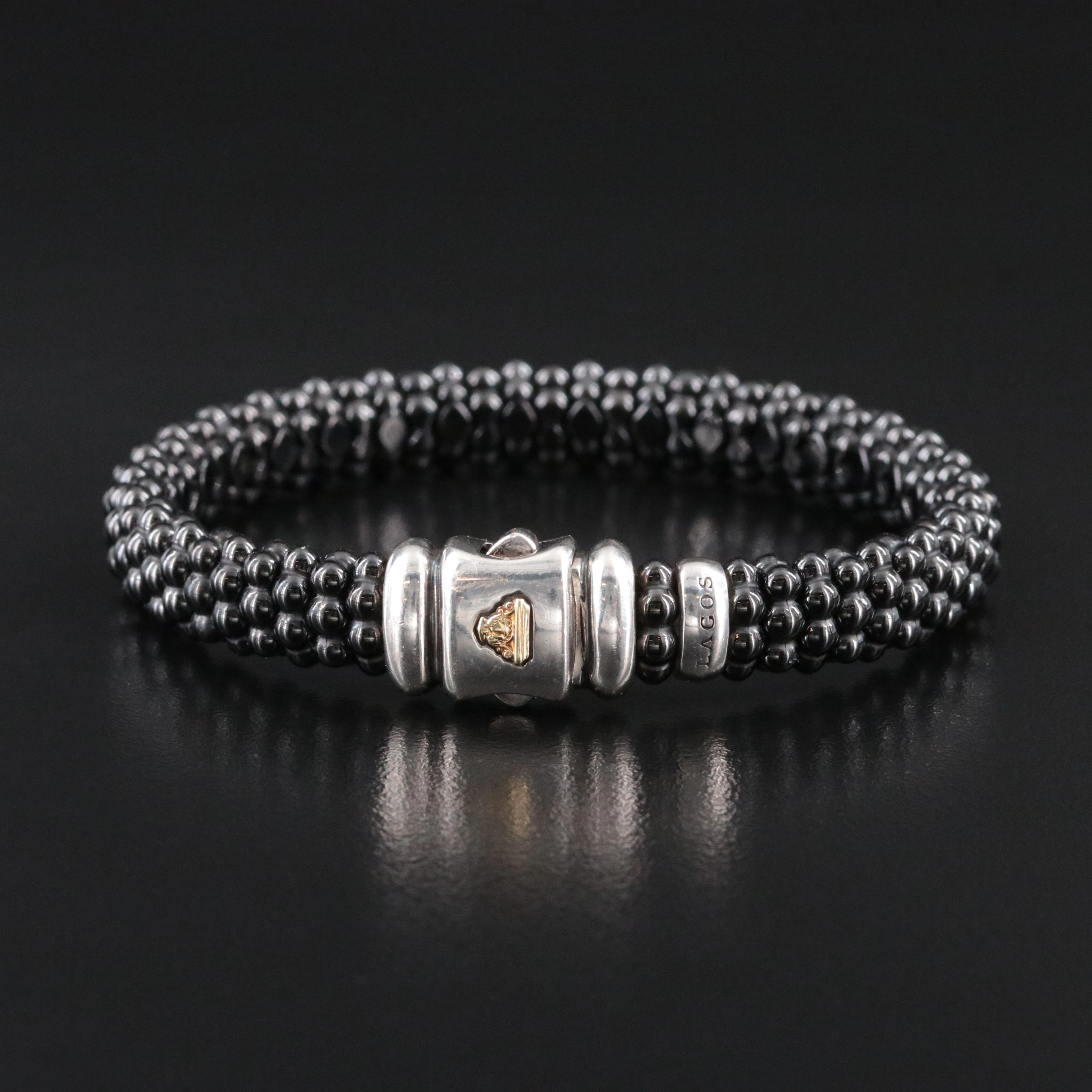 Lagos Black Caviar Sterling and Ceramic Beaded Bracelet with 18K Accent