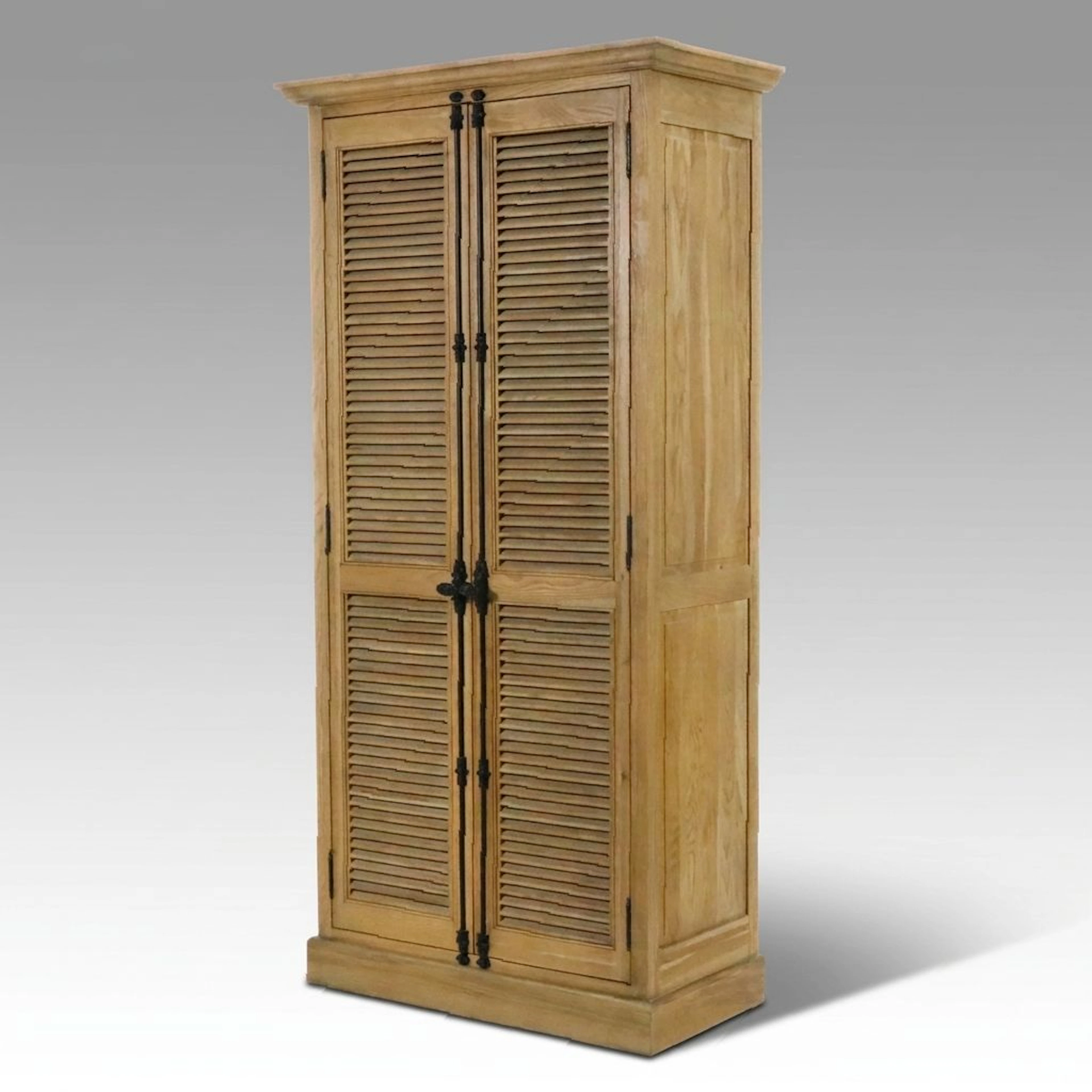 Restoration Hardware French Country Wooden Louvered Door Armoire, 21st Century